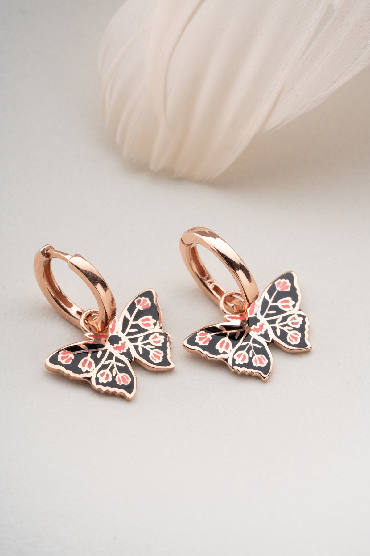 Colorful Enamel Butterfly Huggie Earrings