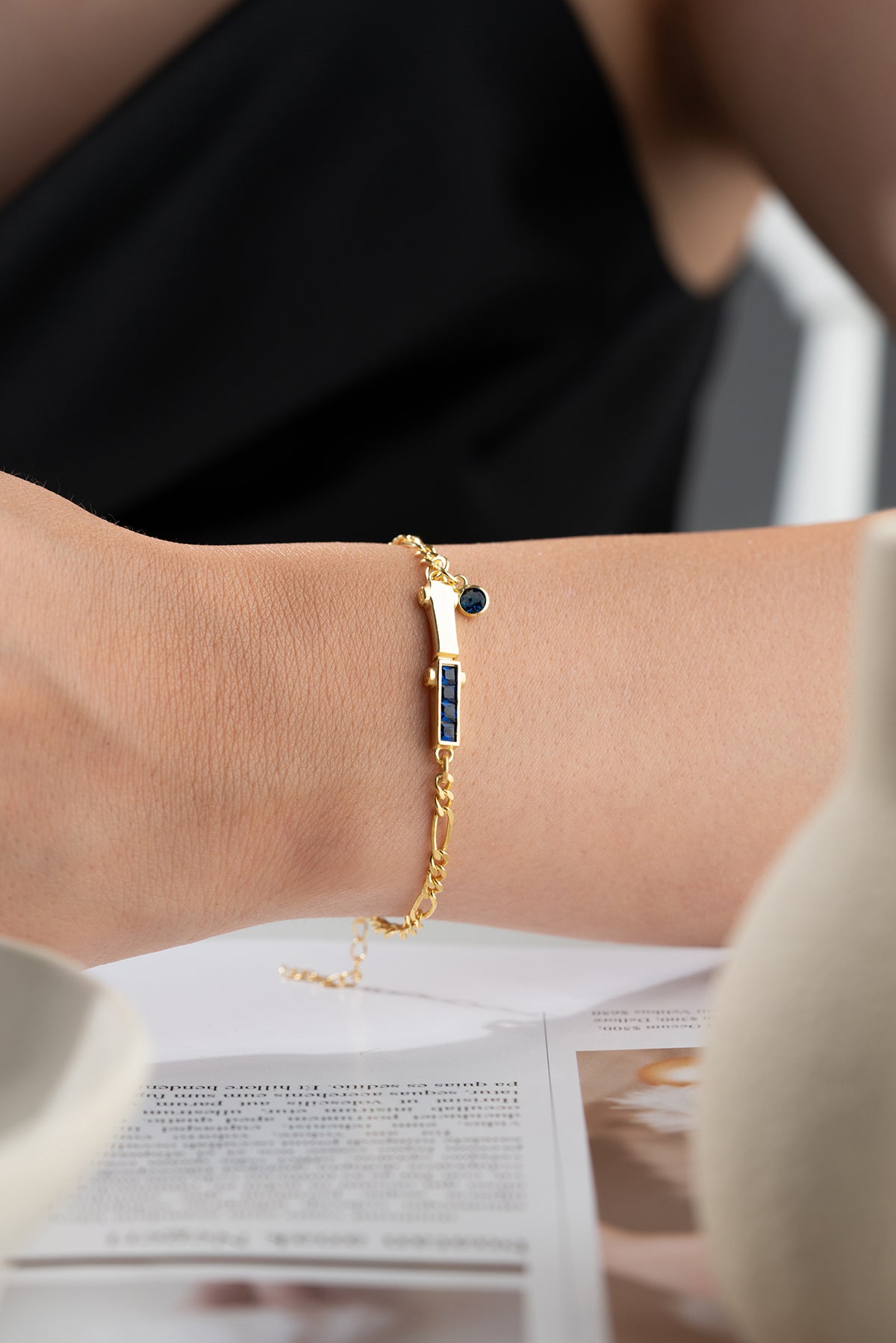 Sapphire Blue Crystal Bar Bracelet
