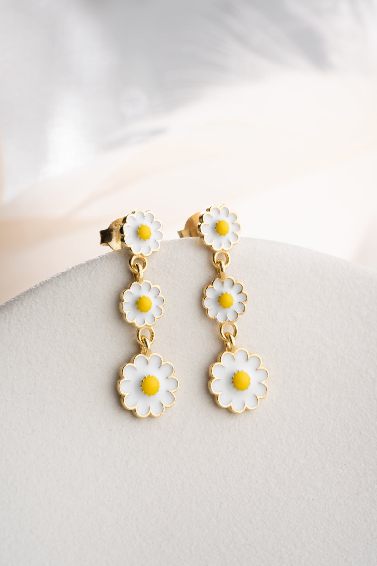 Triple Daisy Cascade Drop Earrings