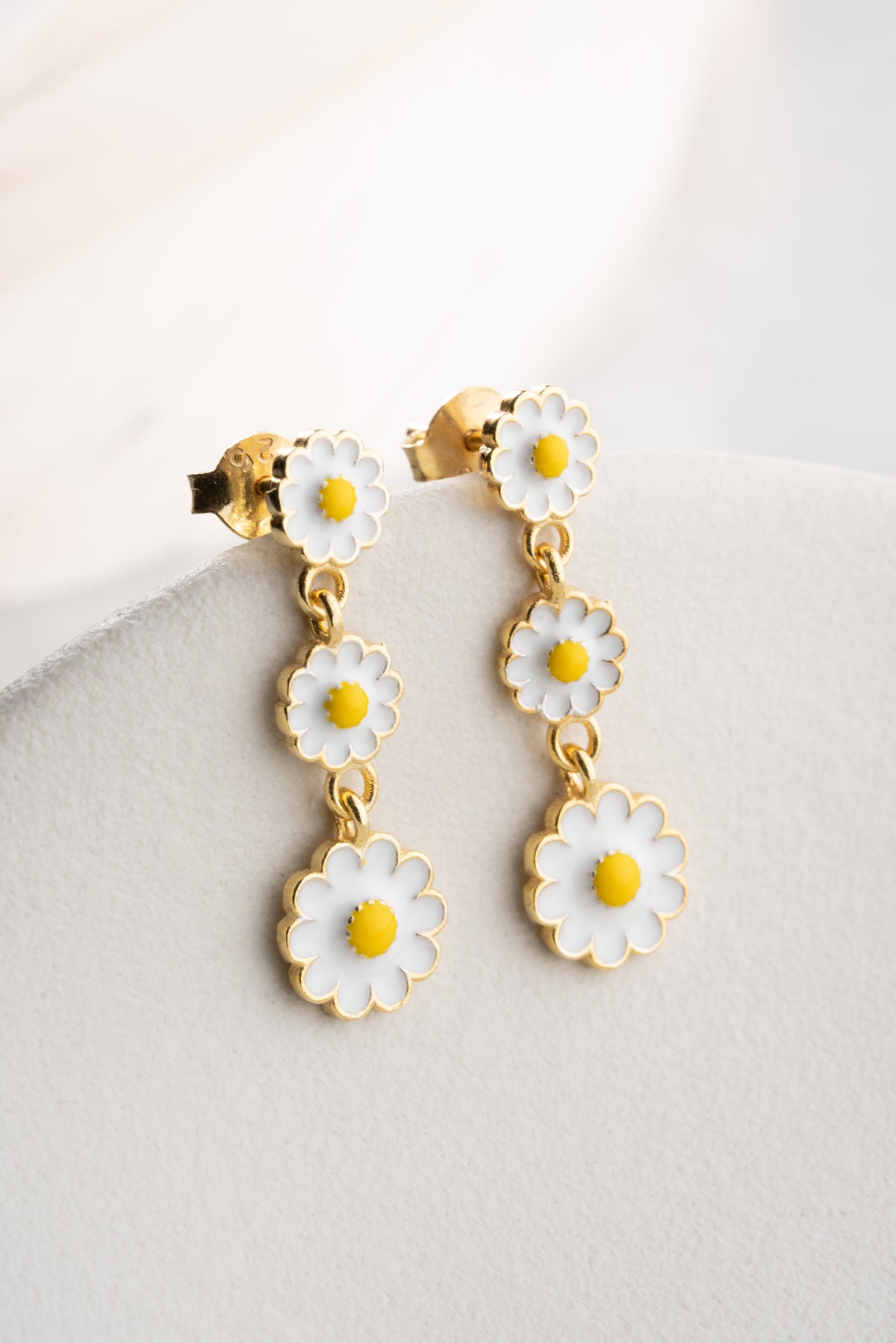 Triple Daisy Cascade Drop Earrings