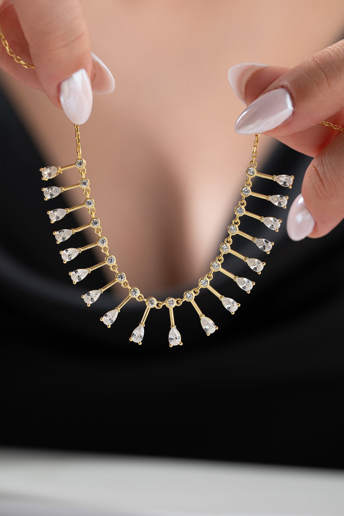 Crystal Fringe Gold Anklet