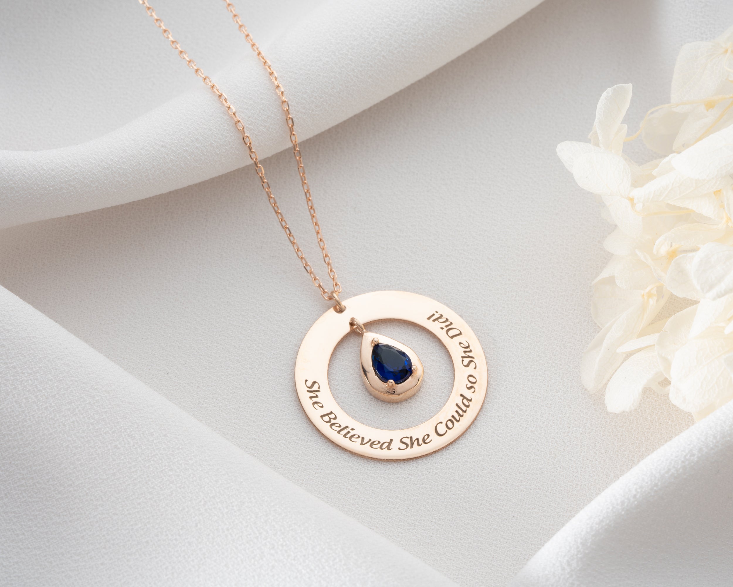 She Believed She Could Birthstone Necklace