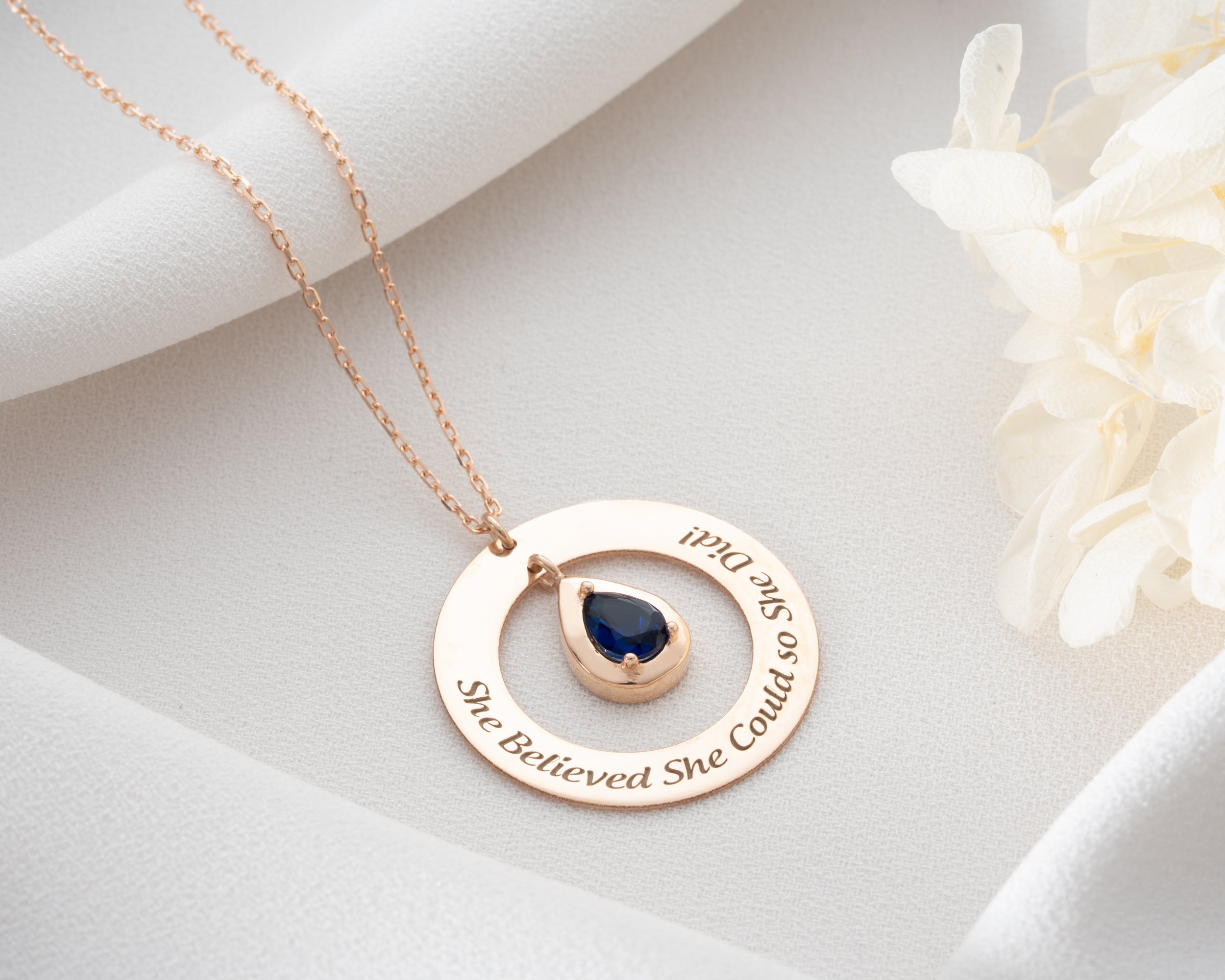 She Believed She Could Birthstone Necklace