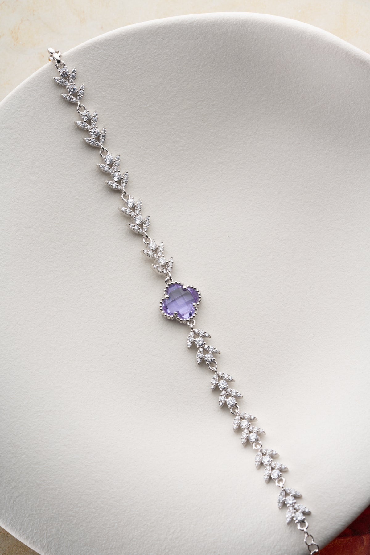 Purple Clover Vine Bracelet in Silver