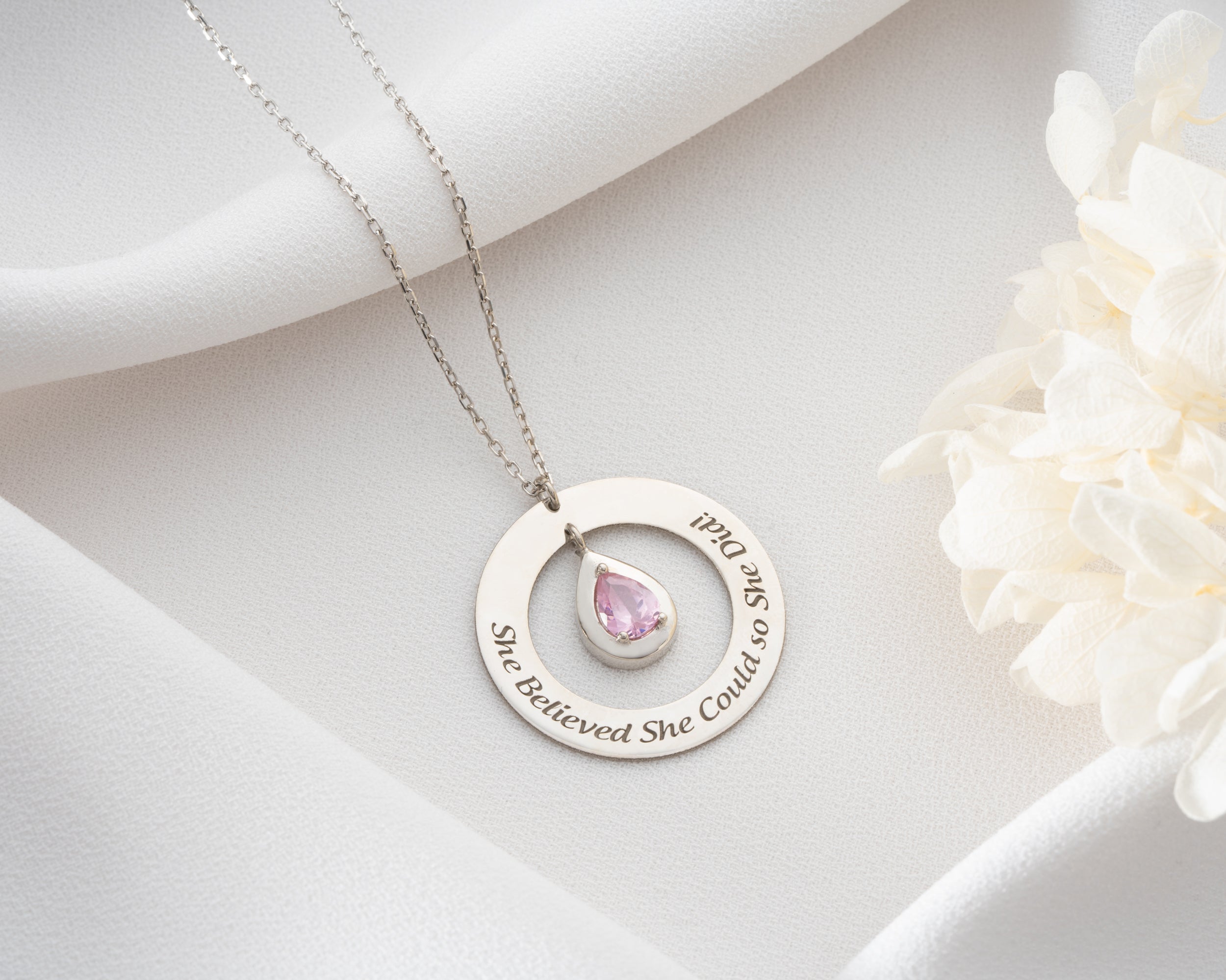 She Believed She Could Birthstone Necklace