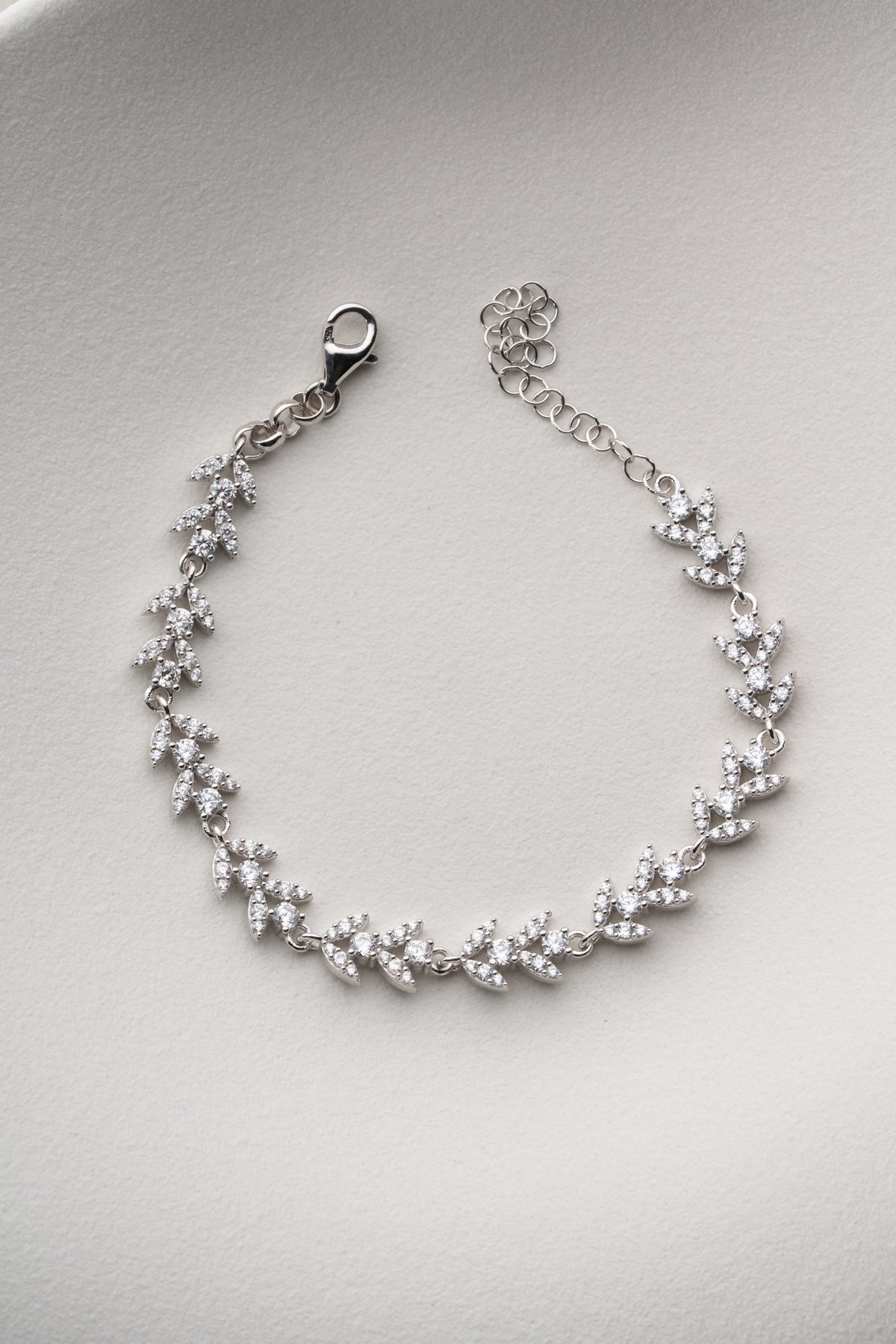 Crystal Vine Leaf Bracelet in Silver