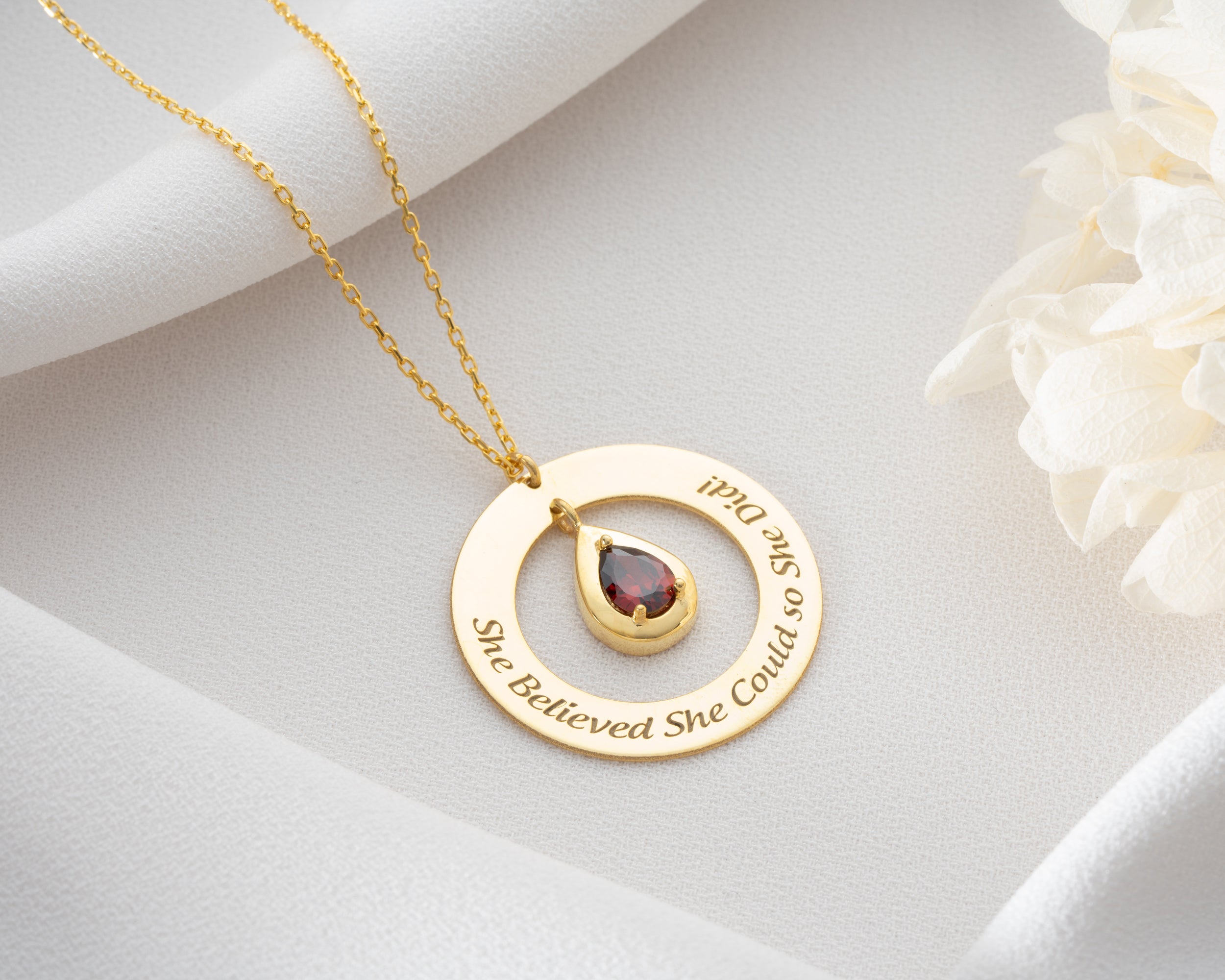 She Believed She Could Birthstone Necklace