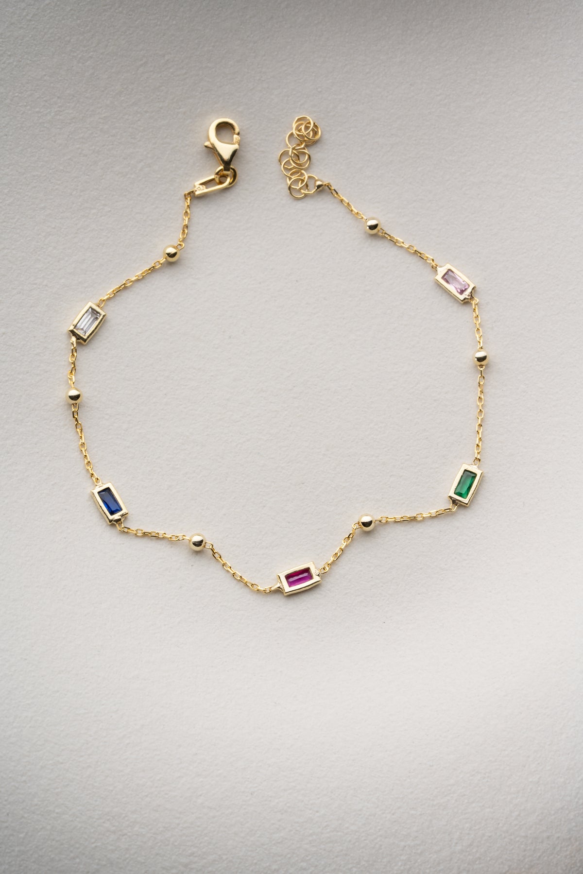 Colorful Baguette Gemstone Bracelet in Gold