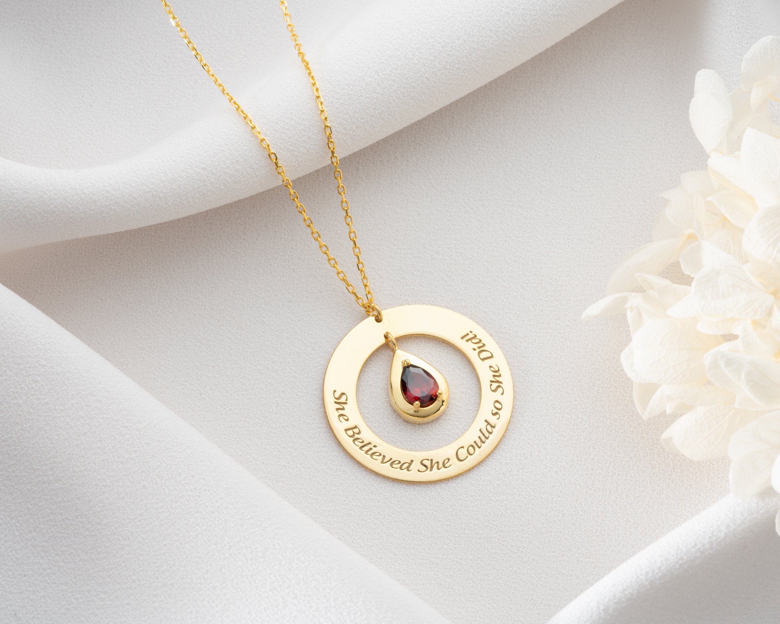 She Believed She Could Birthstone Necklace