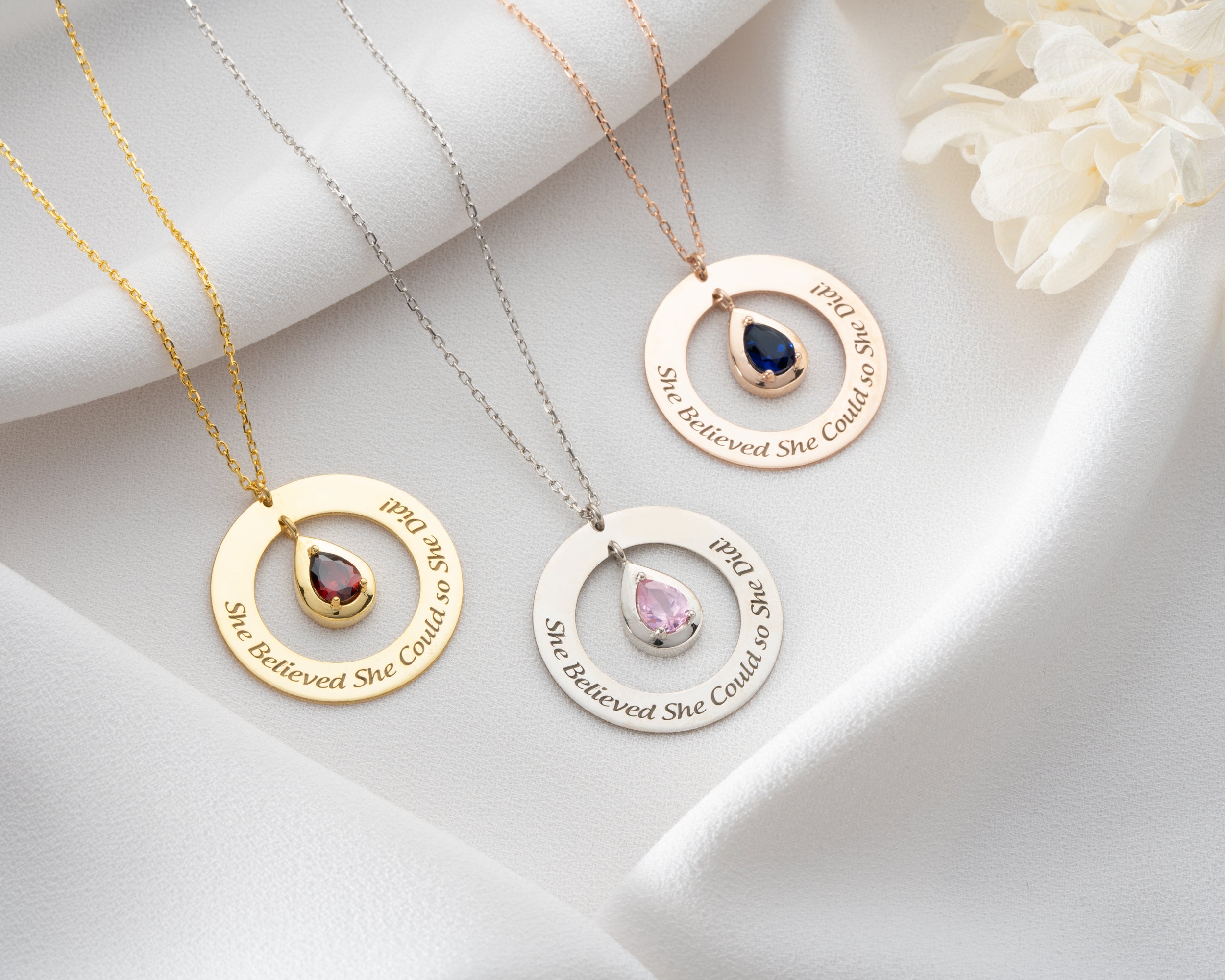 She Believed She Could Birthstone Necklace