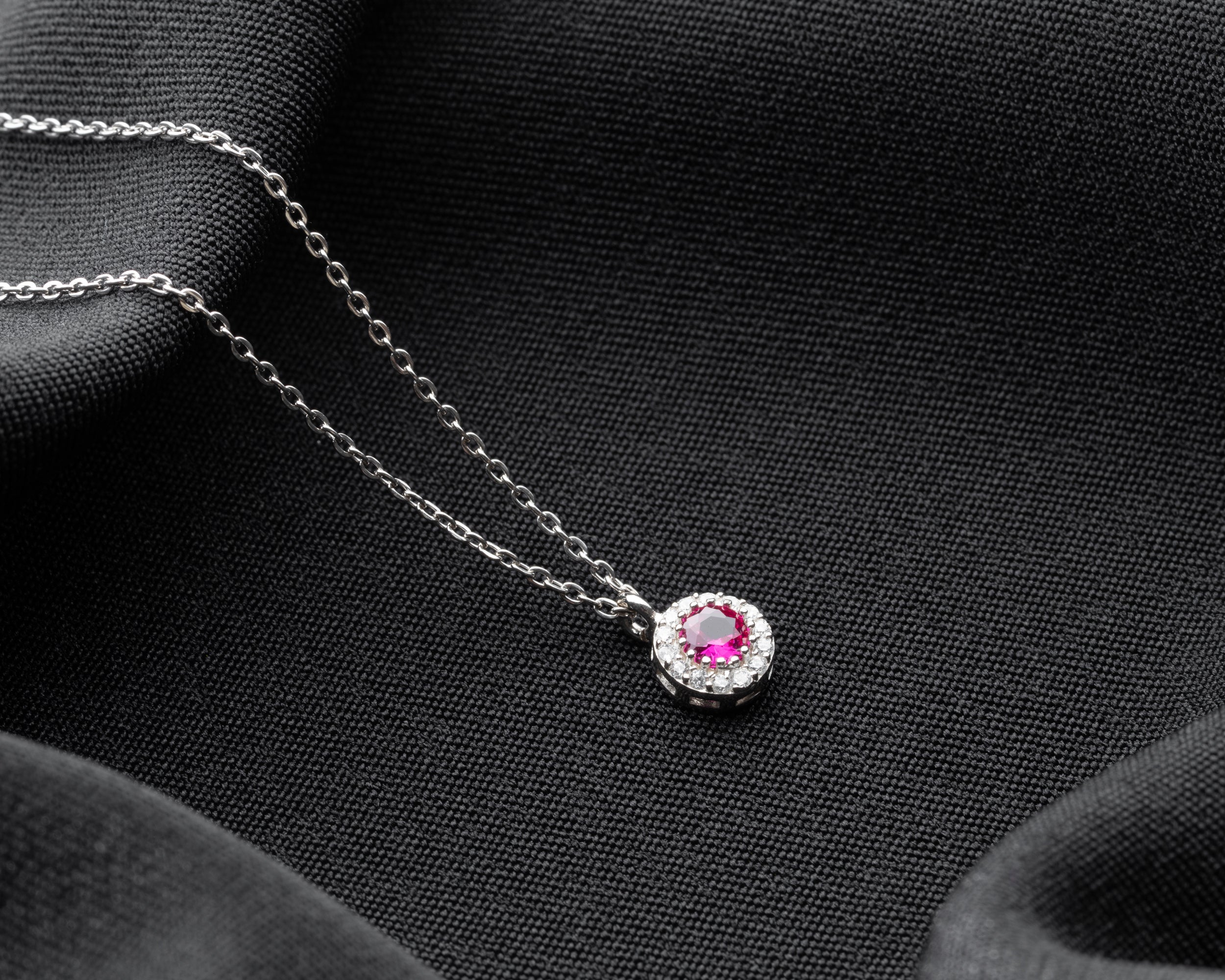 Custom Birthstone Halo Pendant Necklace
