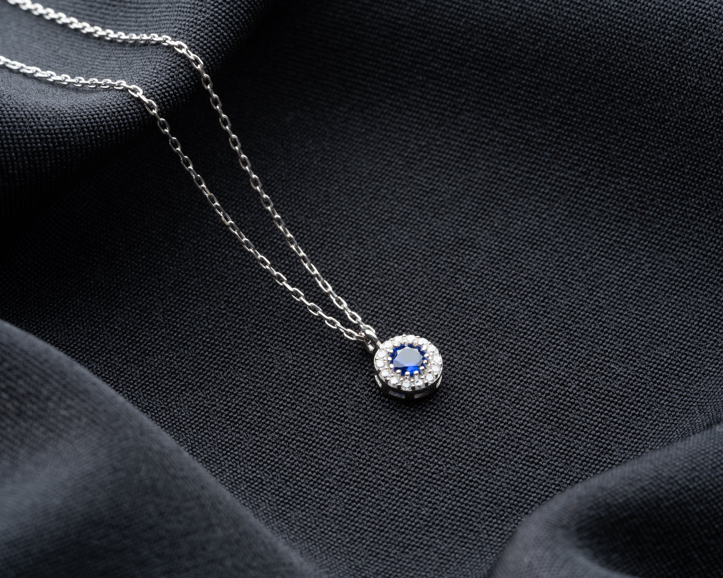 Custom Birthstone Halo Pendant Necklace