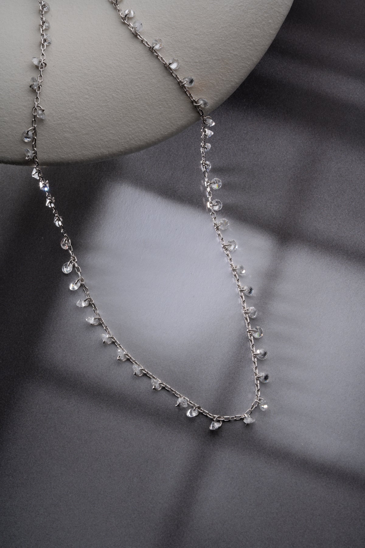 Scattered Crystal Drop Chain Necklace