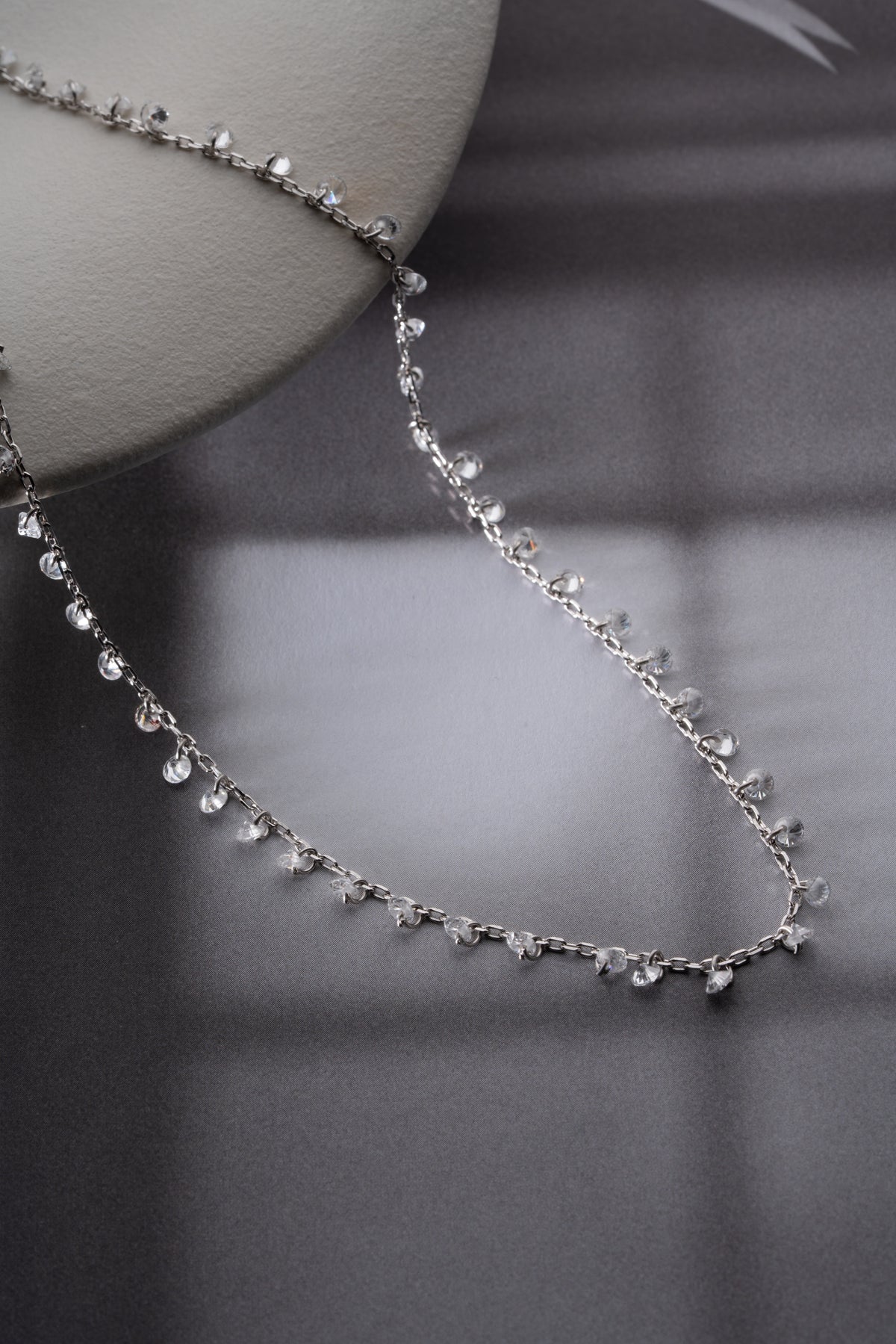 Scattered Crystal Drop Chain Necklace