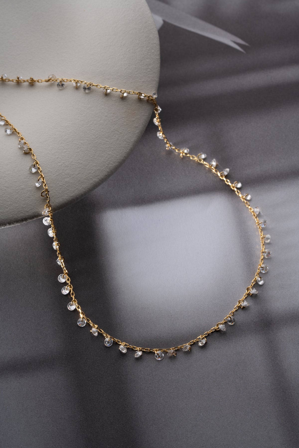 Scattered Crystal Drop Chain Necklace