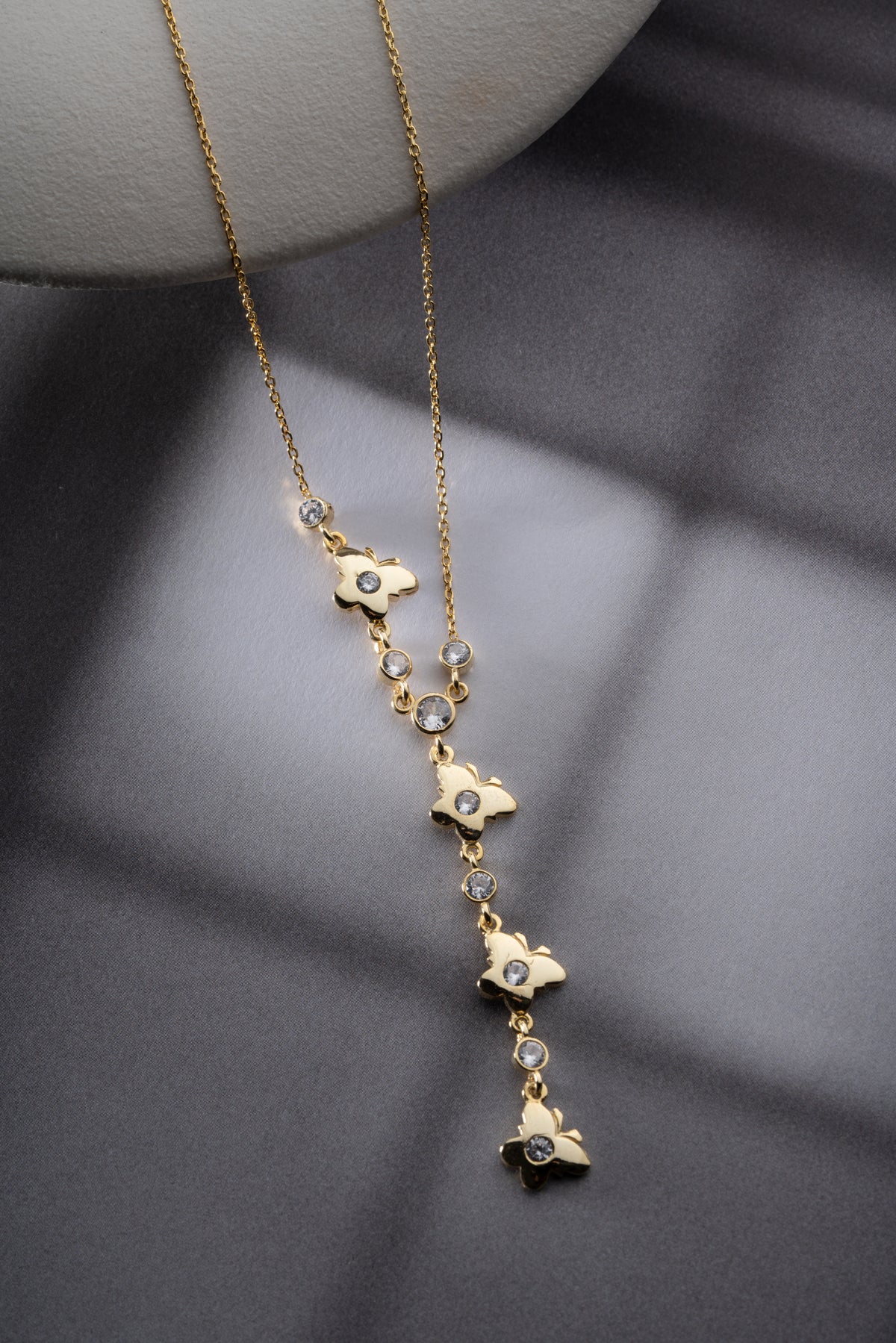 Butterfly Station Lariat Necklace
