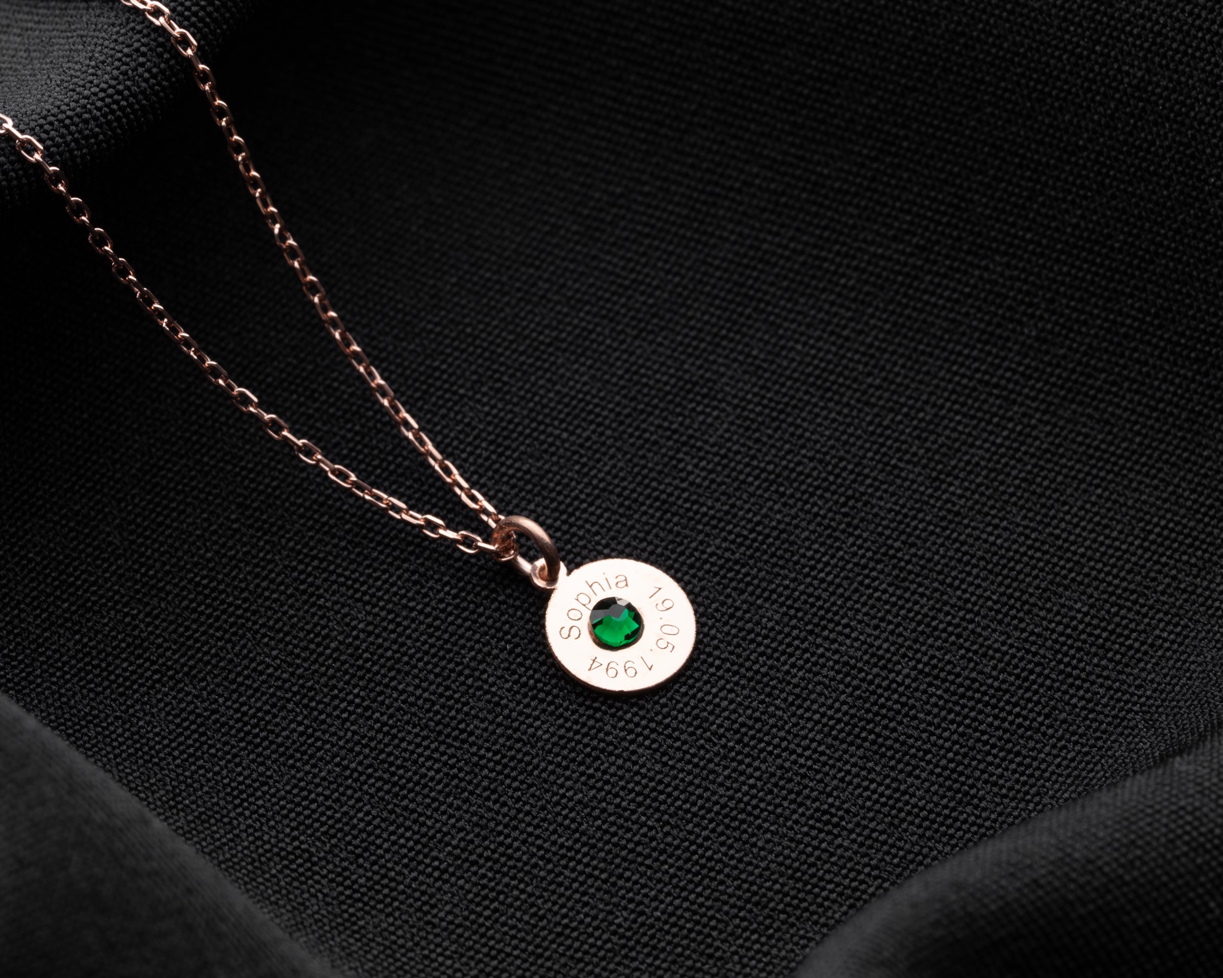 Engraved Name Birthstone Disc Necklace