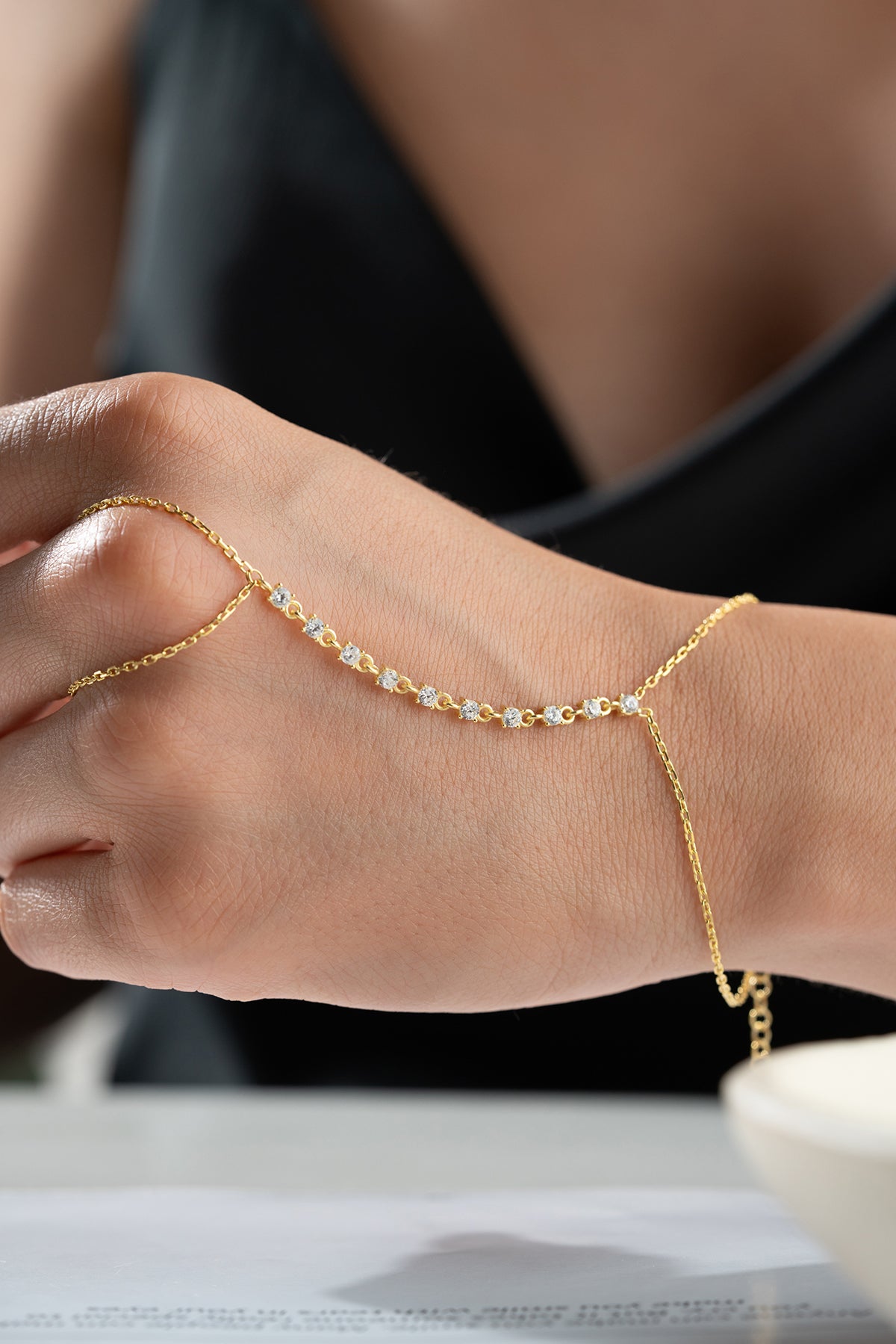 Sparkling Crystal Row Hand Chain