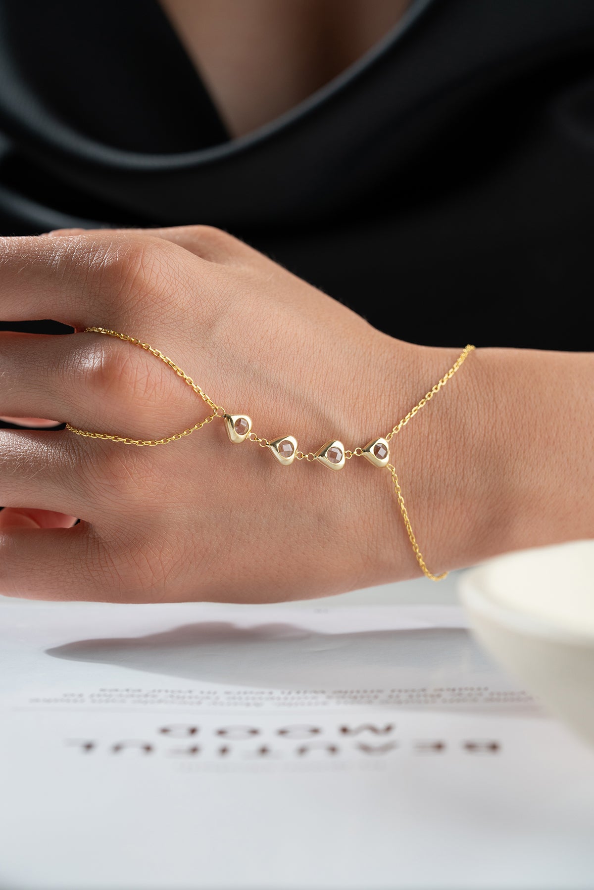 Heart Crystal Hand Chain Bracelet
