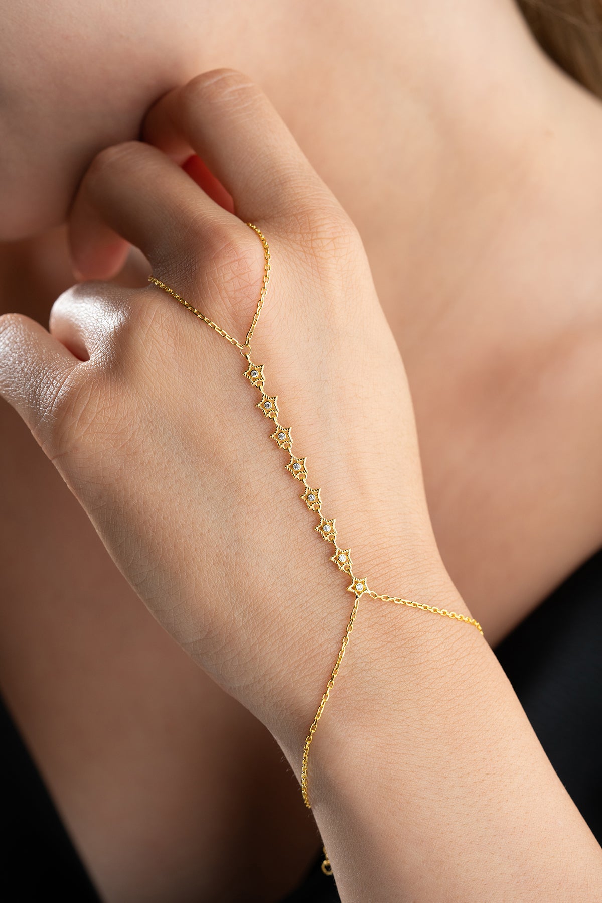 Star Link Gold Hand Chain Bracelet