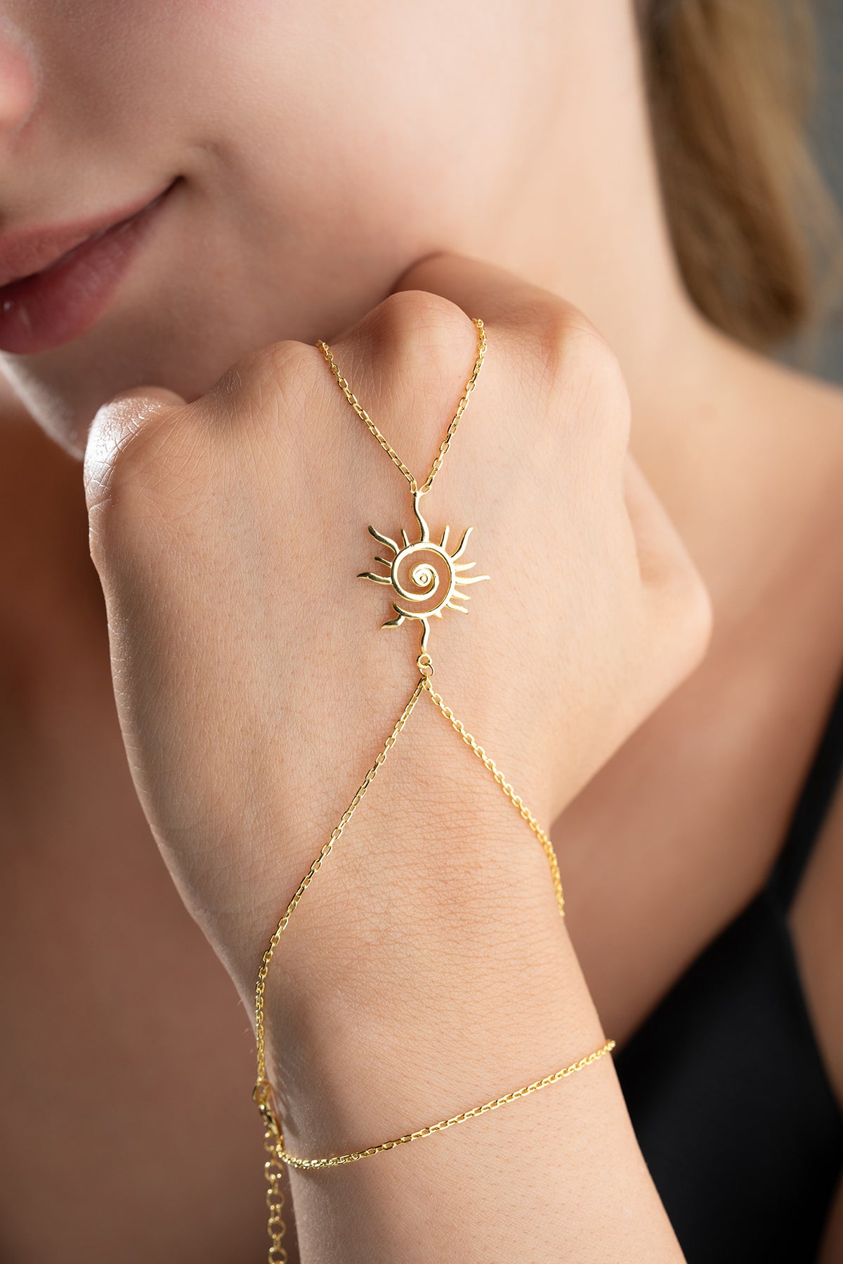 Sun Charm Hand Chain Bracelet