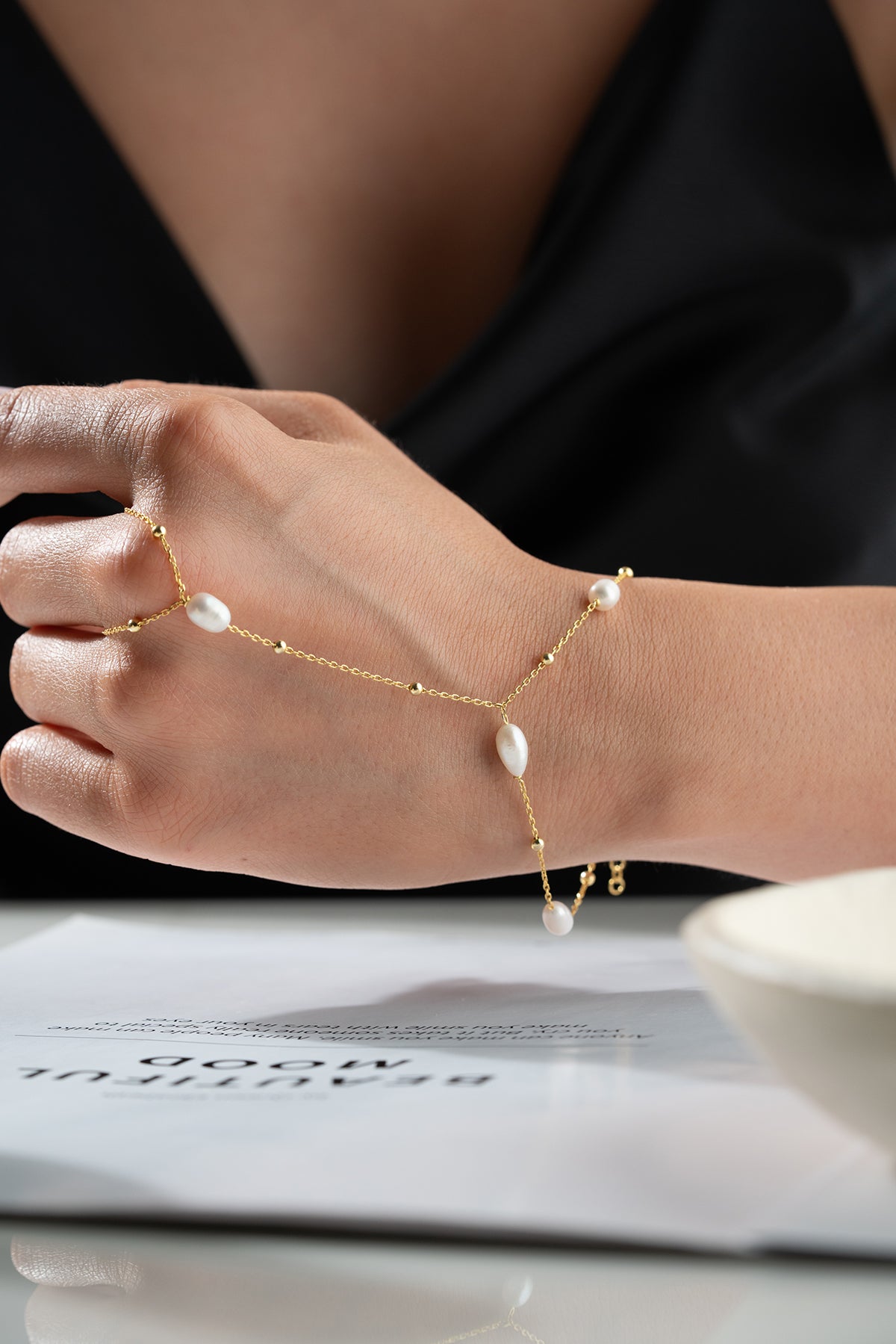 Freshwater Pearl Hand Chain Bracelet