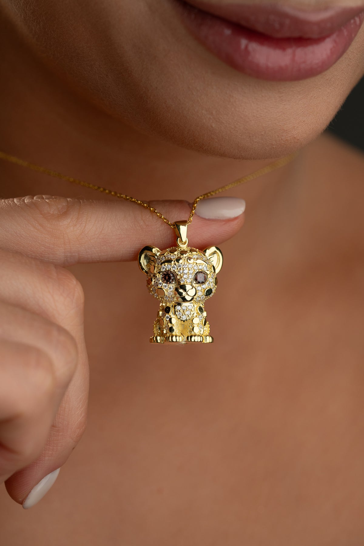 Pave Tiger Cub Pendant Necklace