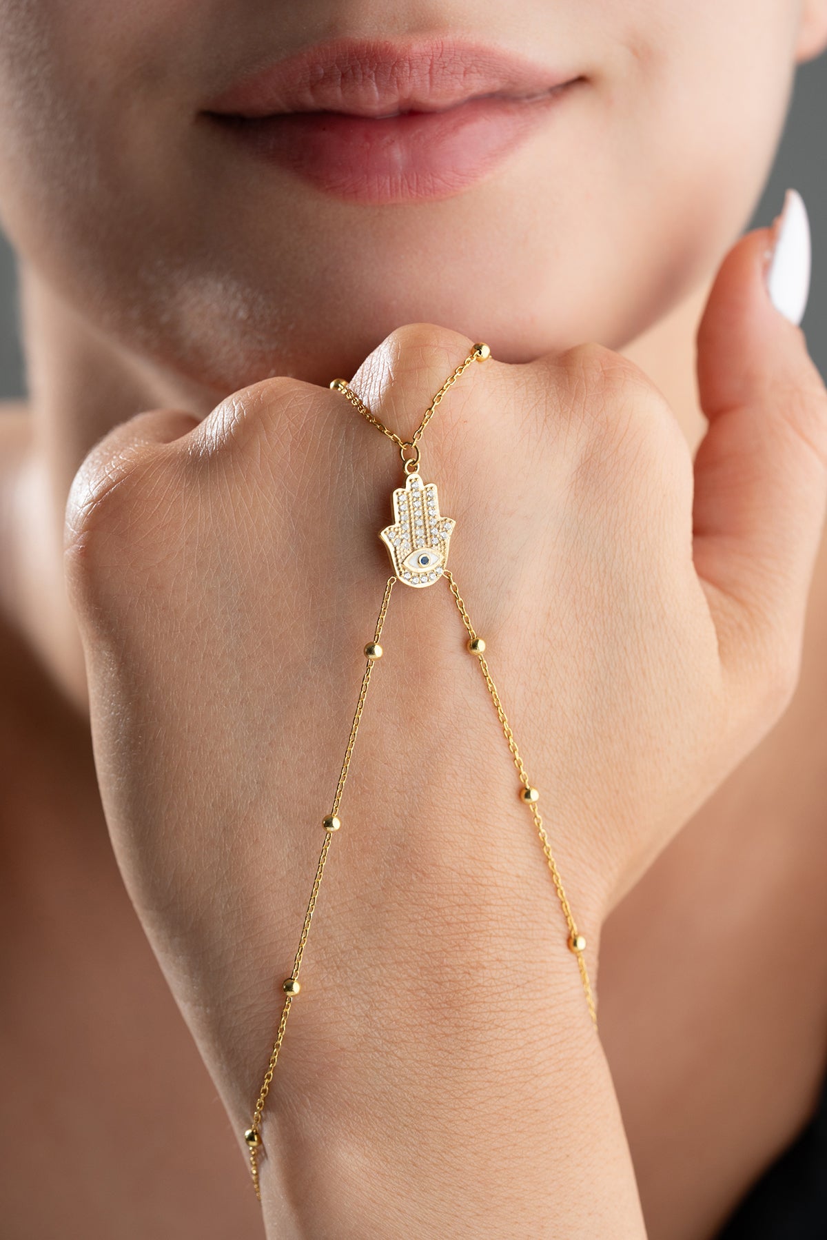Hamsa Evil Eye Hand Chain Bracelet