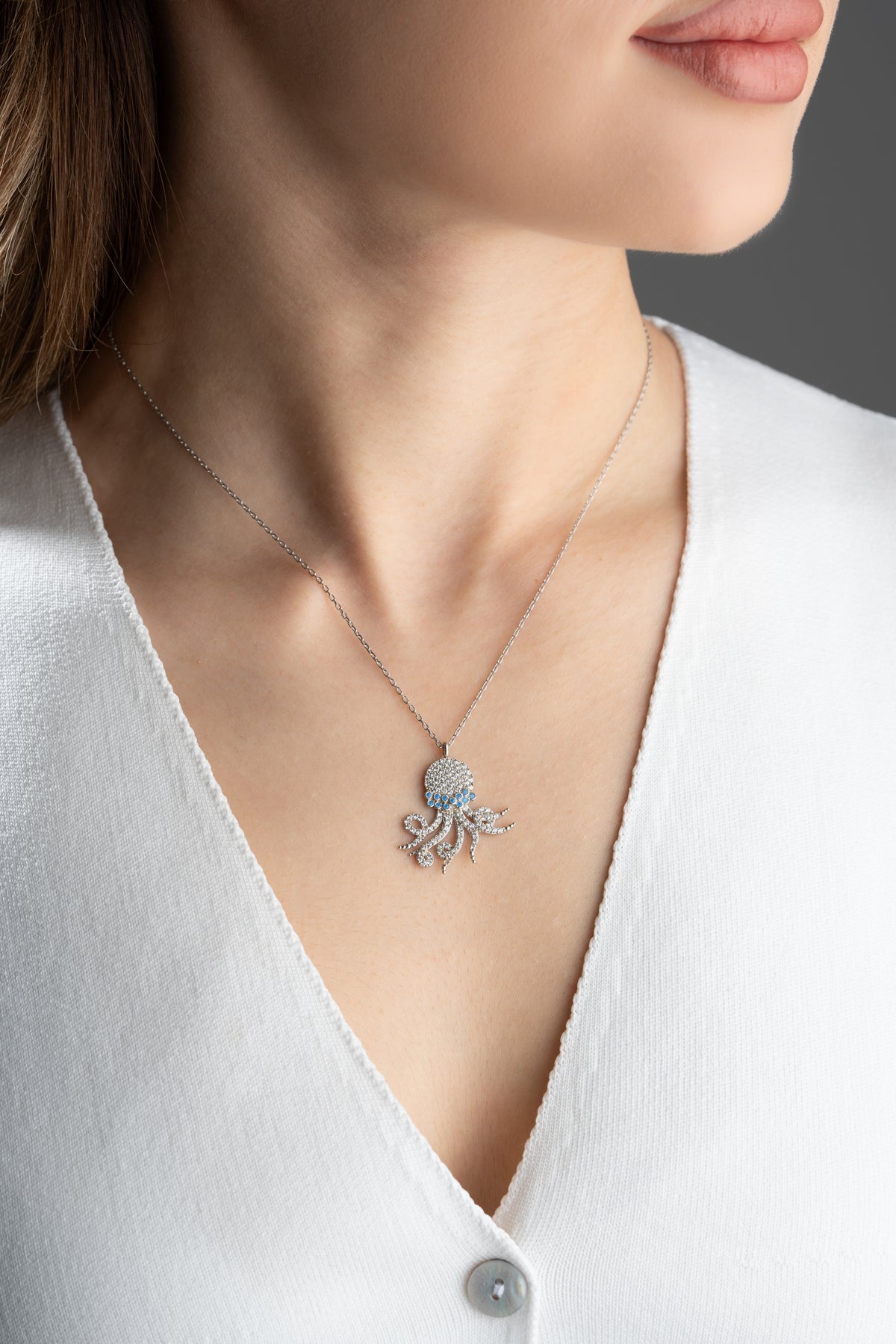 Pave Crystal Octopus Pendant Necklace