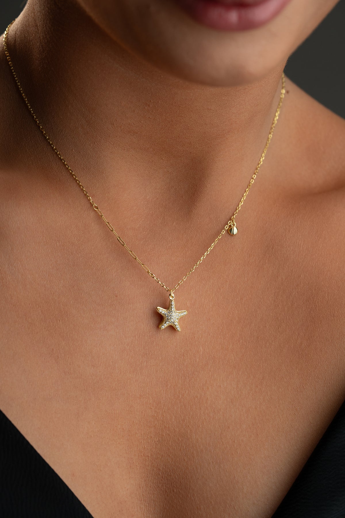Starfish Pearl Shell Charm Necklace