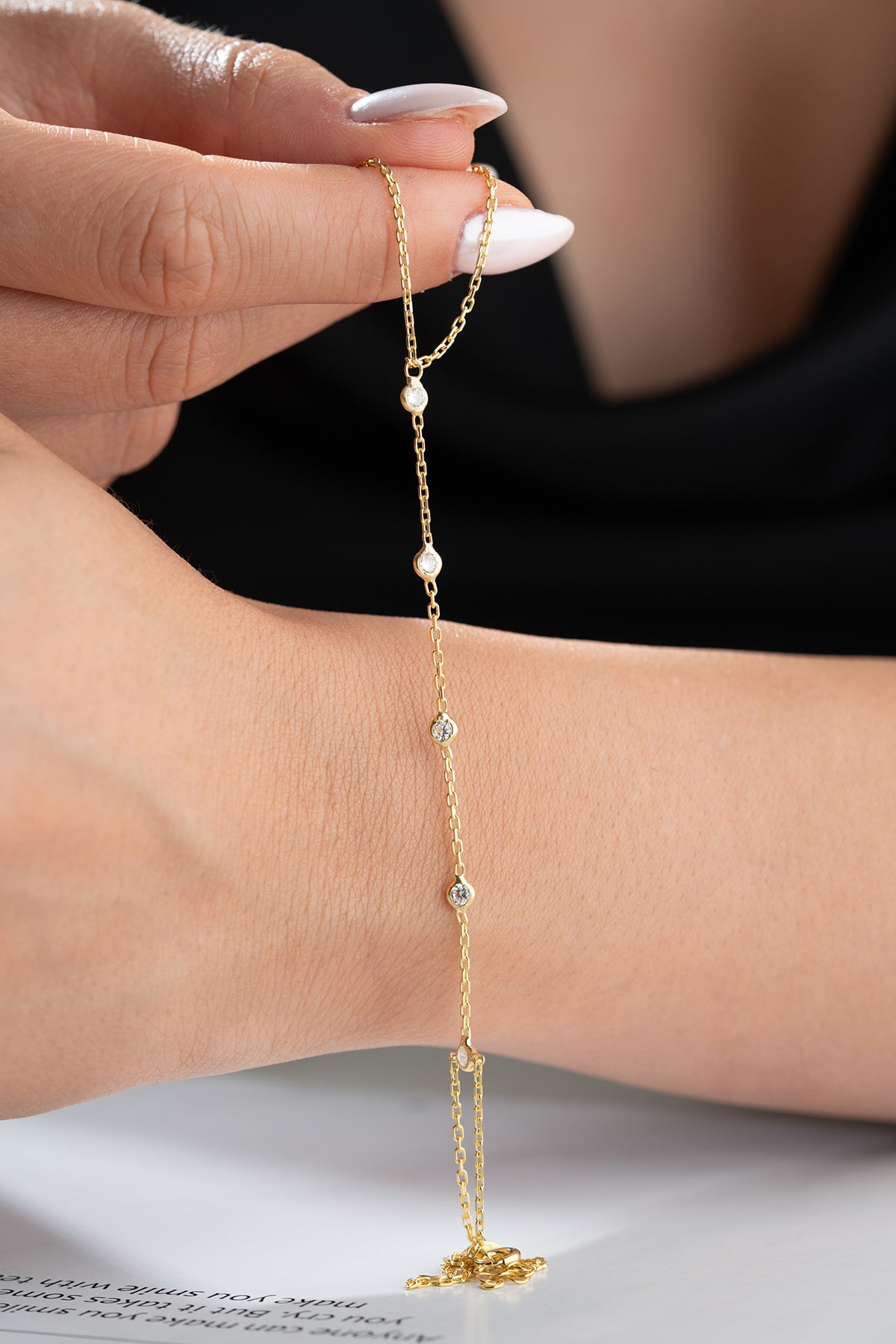 Crystal Station Hand Chain Bracelet