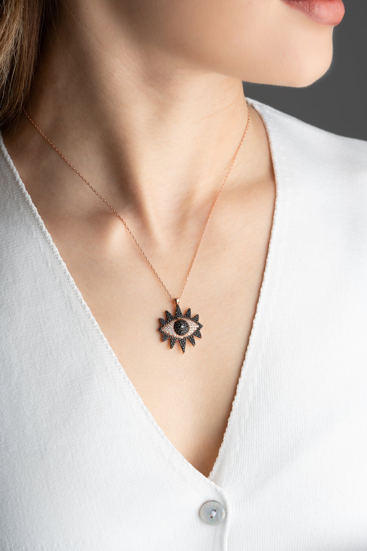 Sunburst Evil Eye Pendant Necklace