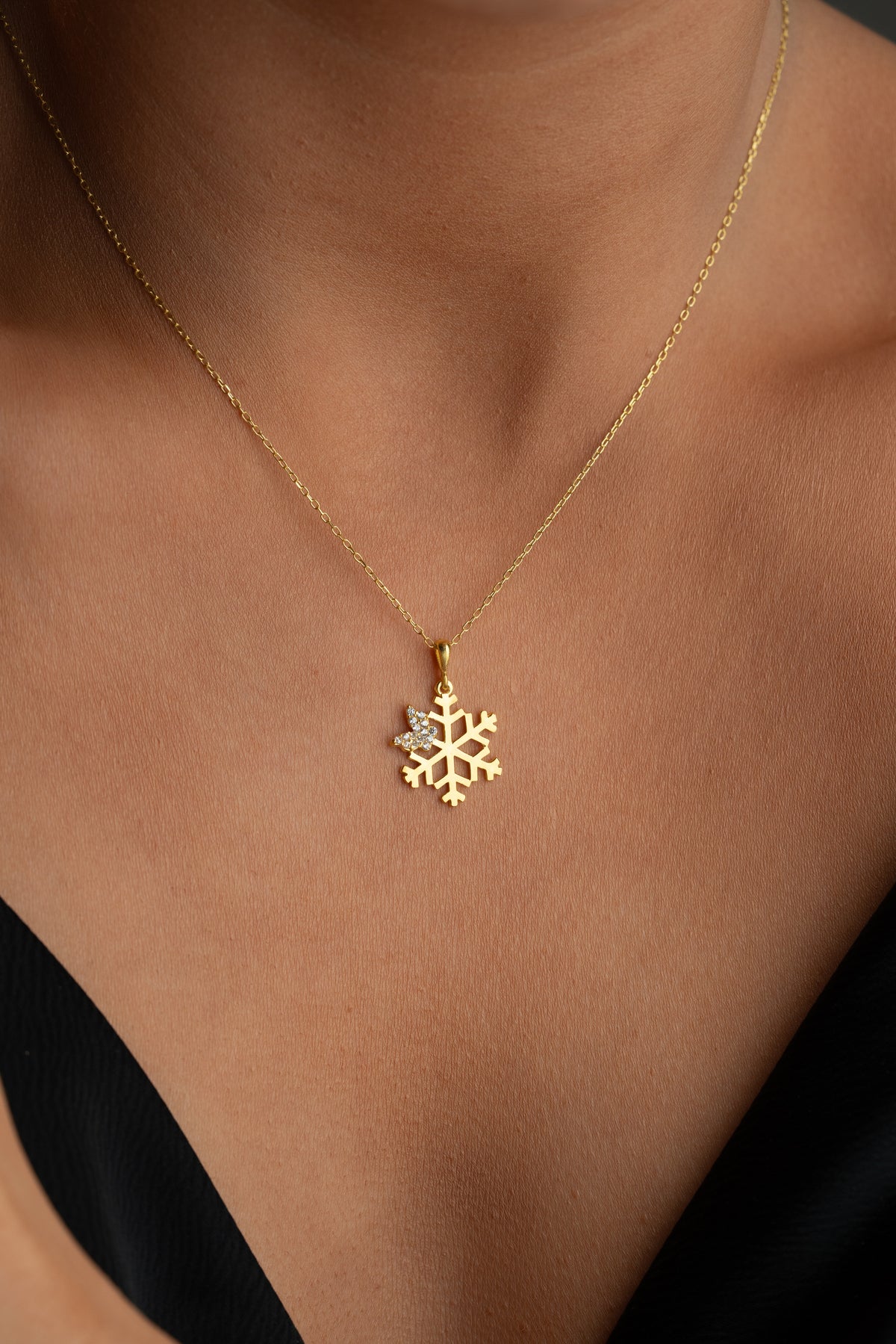 Crystal Accent Snowflake Pendant Necklace