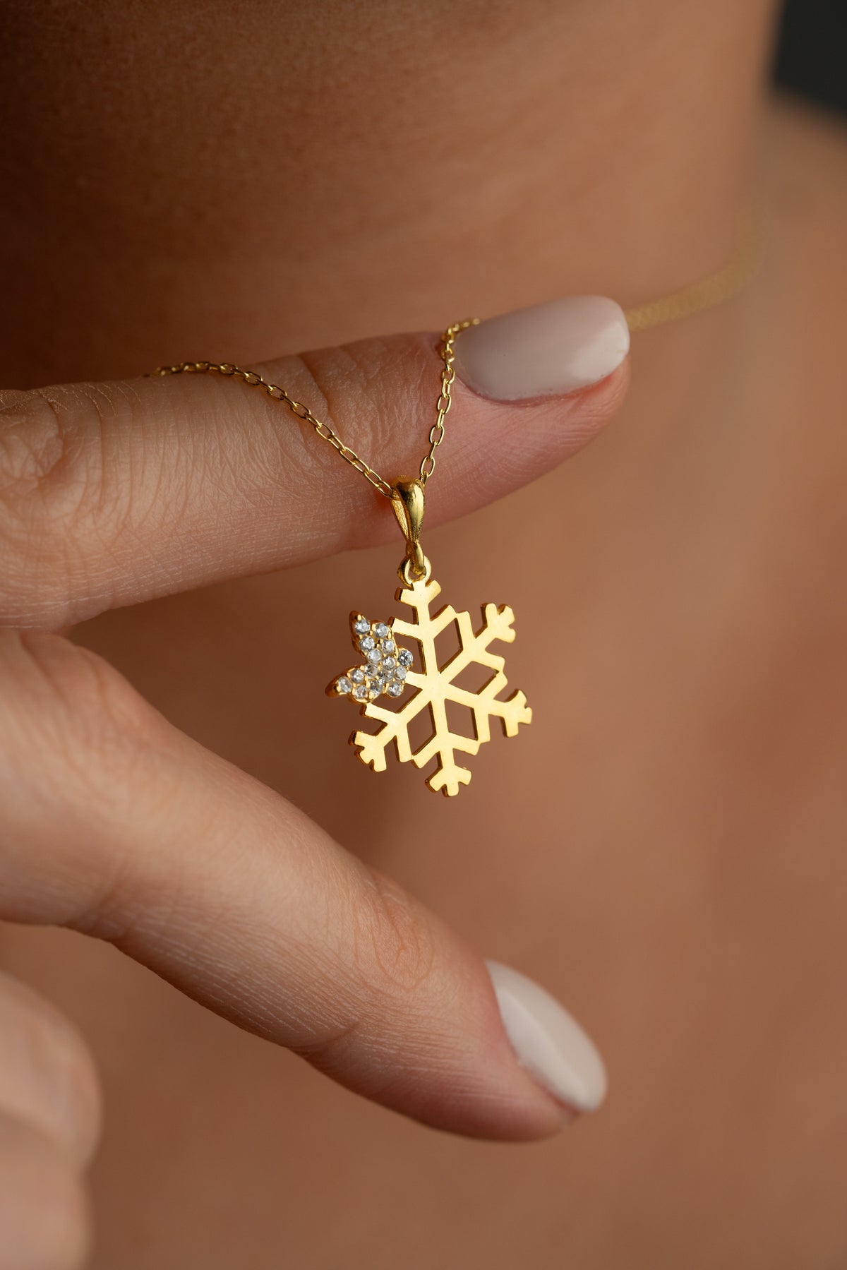 Crystal Accent Snowflake Pendant Necklace