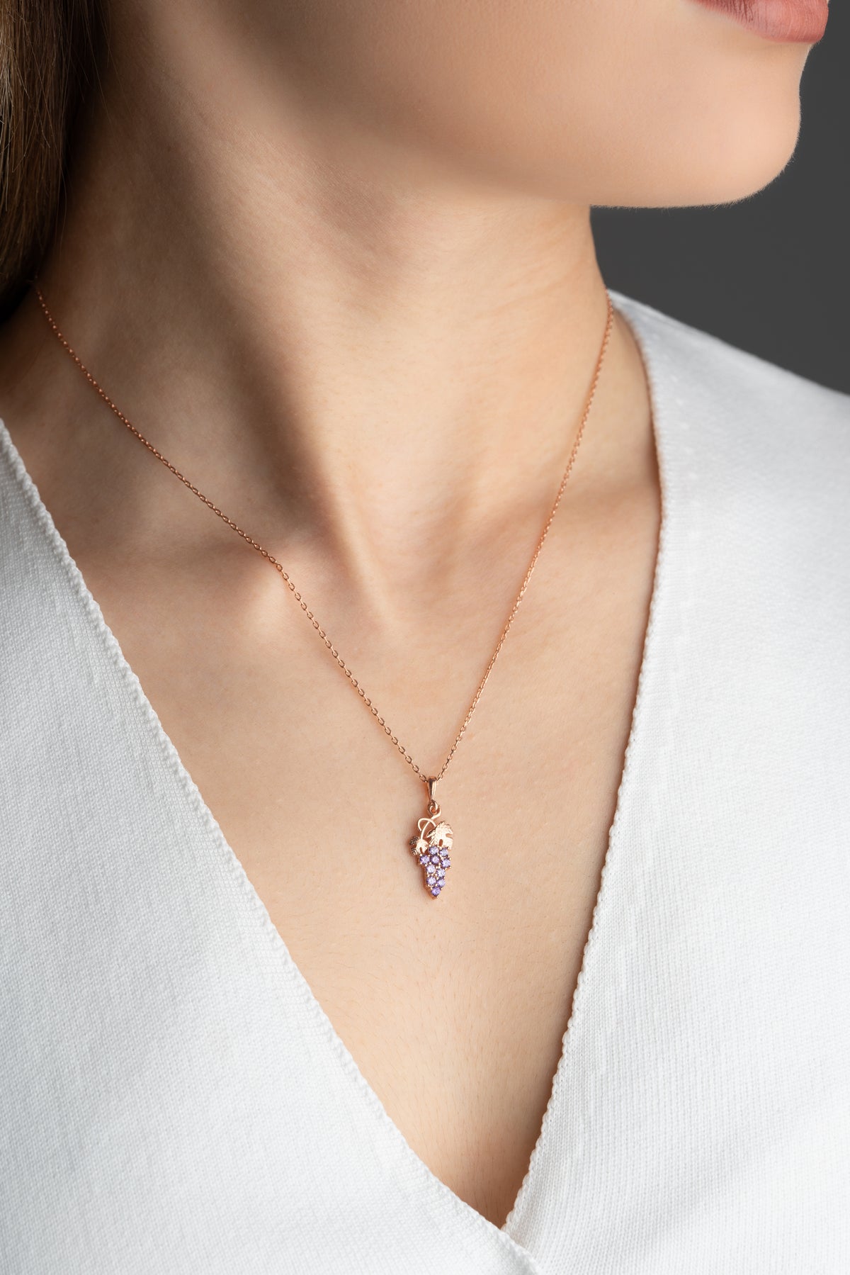 Grape Cluster Crystal Necklace in Rose Gold