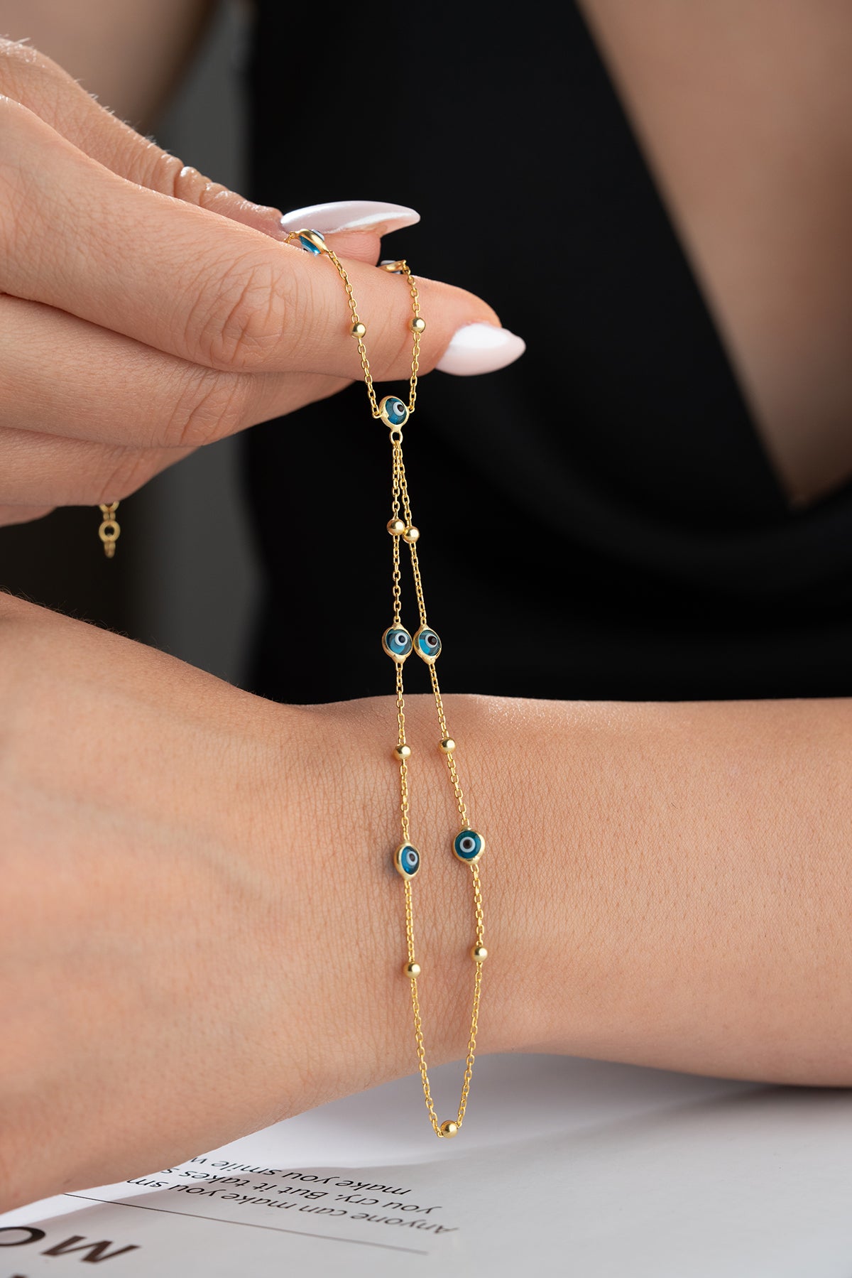 Evil Eye Gold Hand Chain Bracelet