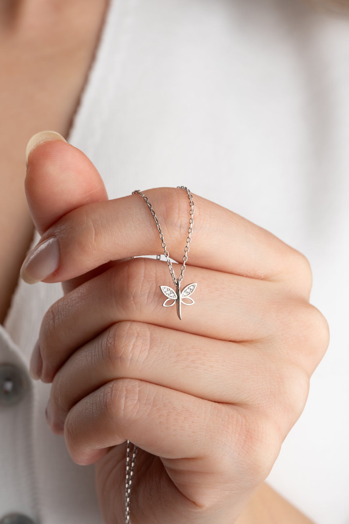 Pave Dragonfly Pendant Necklace