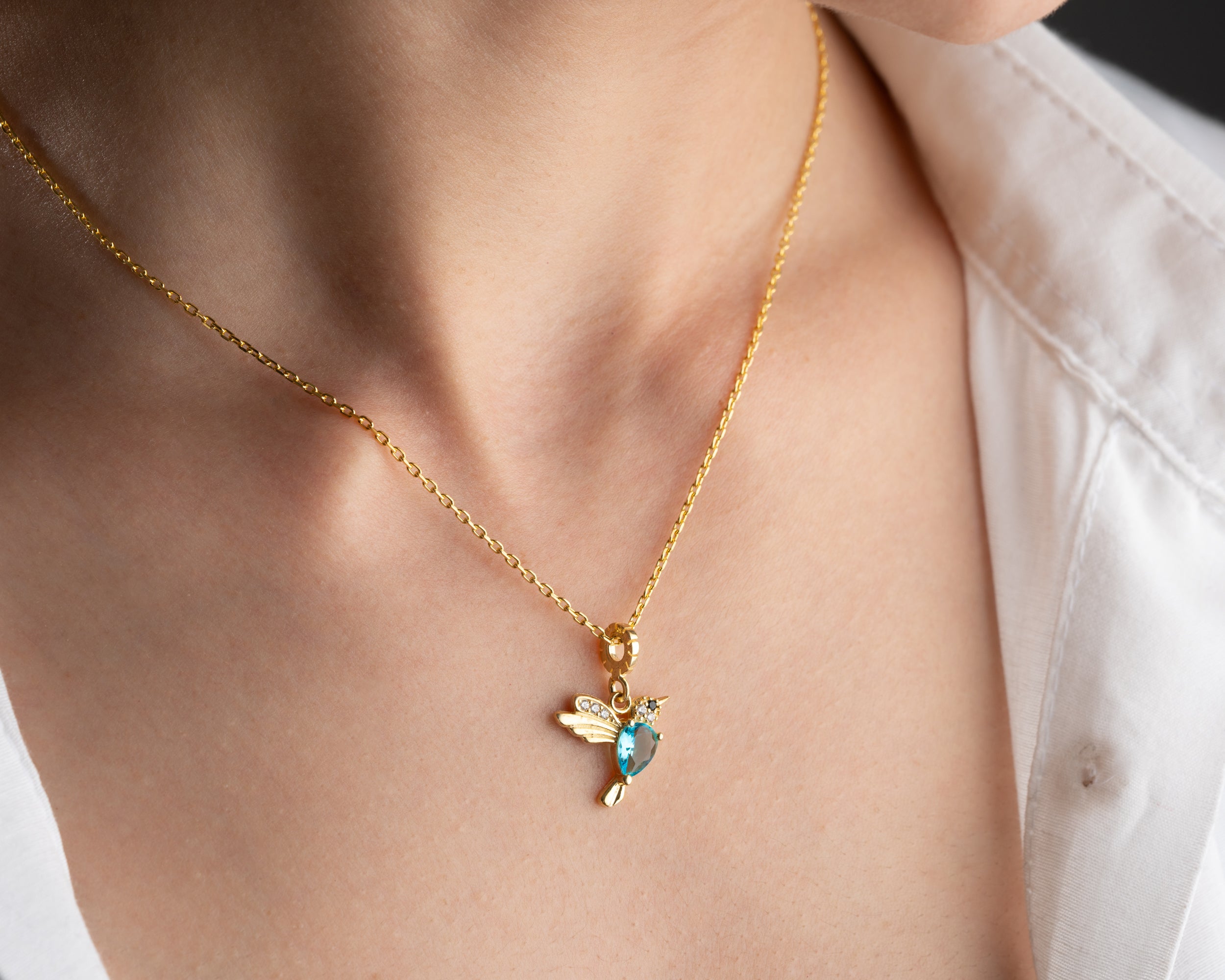 Custom Birthstone Hummingbird Necklace