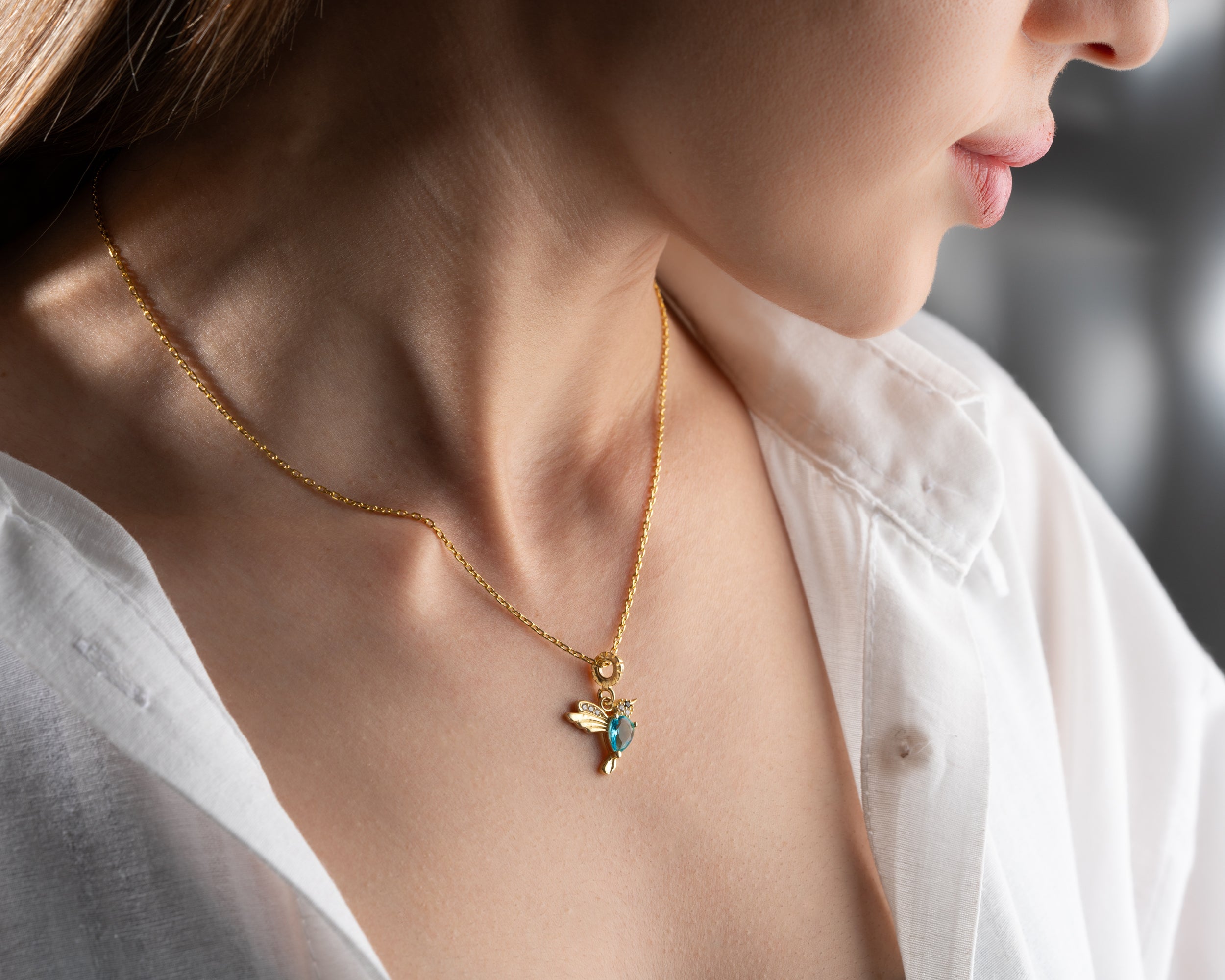 Custom Birthstone Hummingbird Necklace