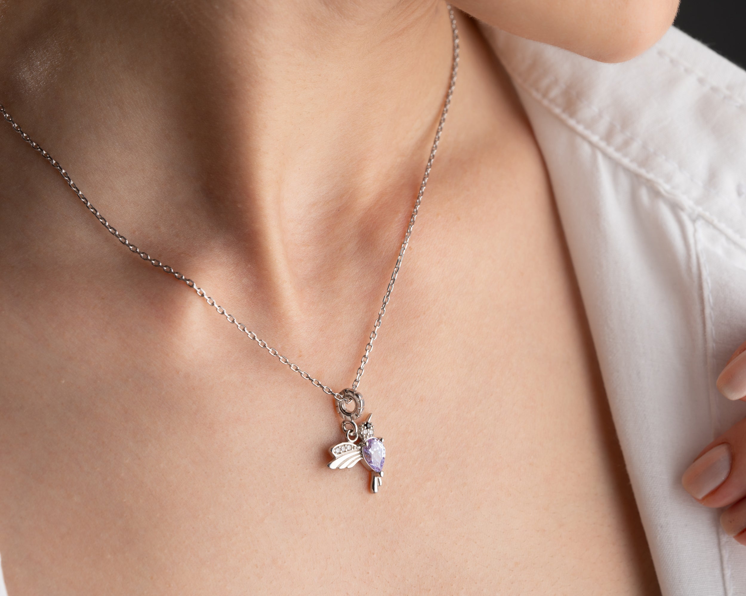 Custom Birthstone Hummingbird Necklace