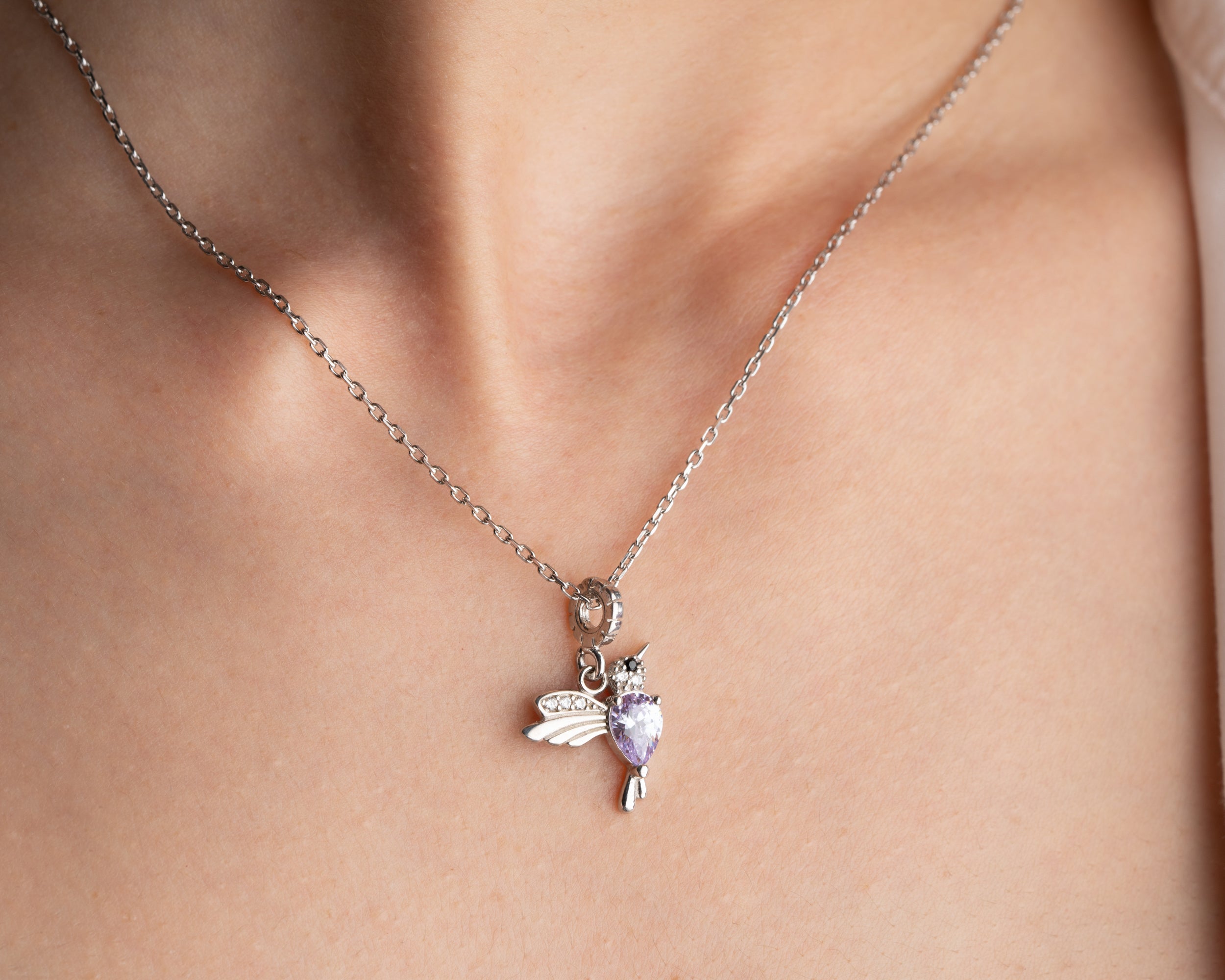 Custom Birthstone Hummingbird Necklace