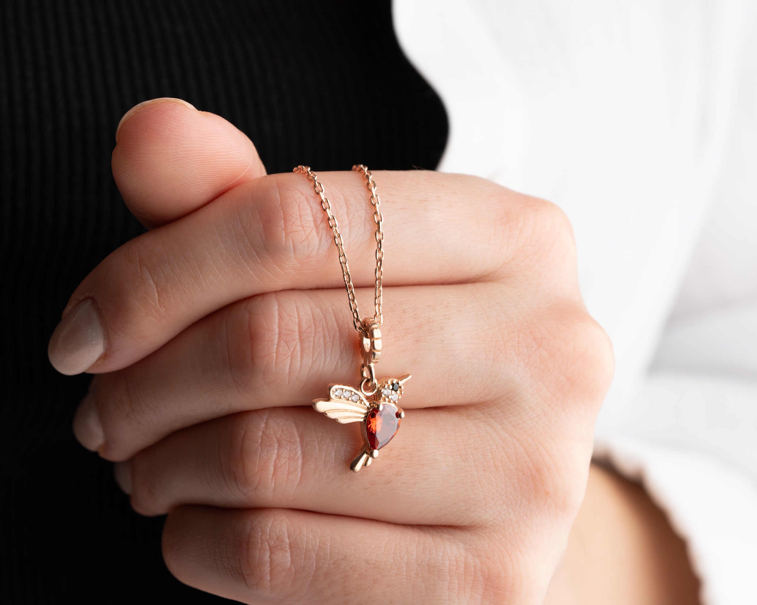 Custom Birthstone Hummingbird Necklace