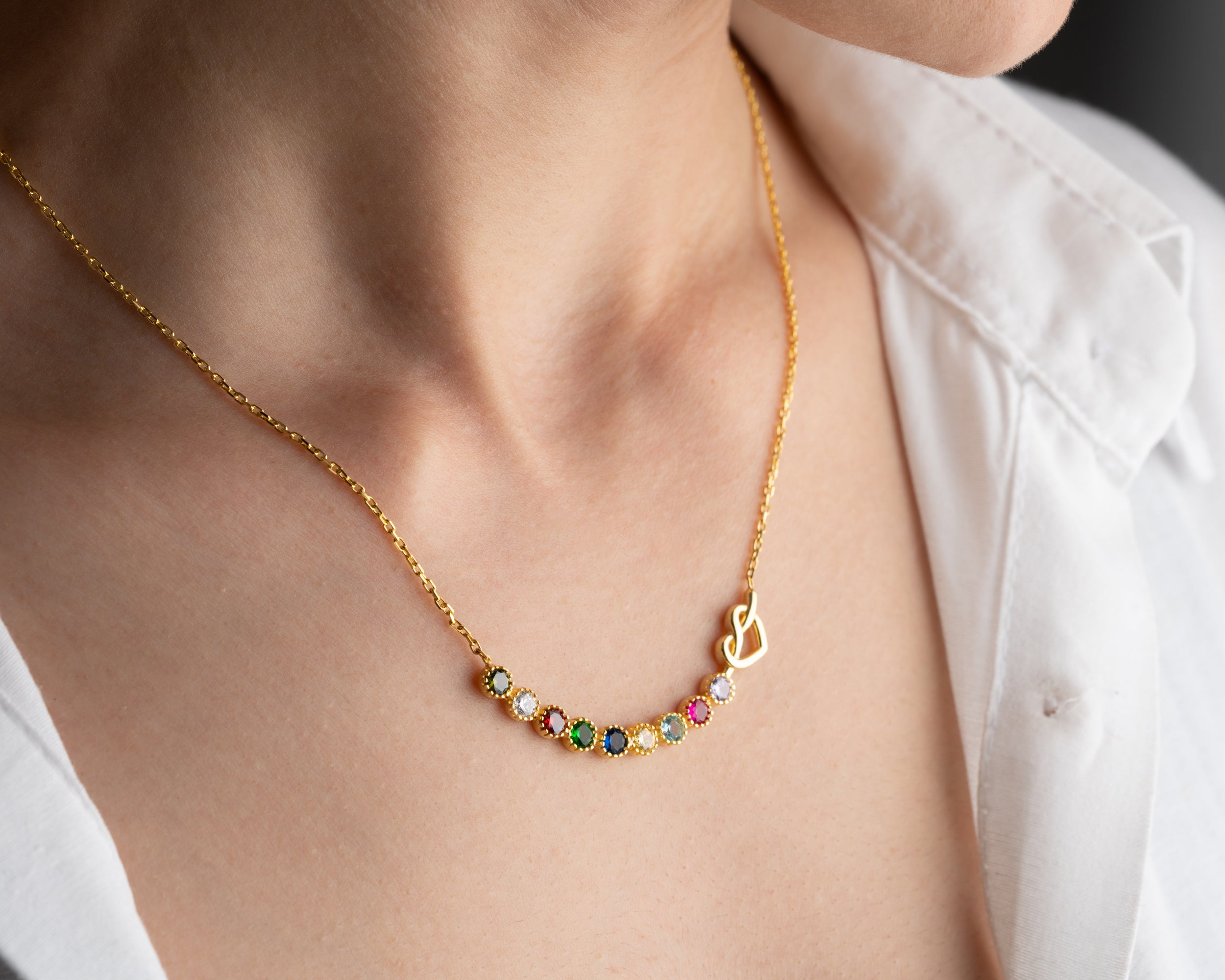 Custom Heart Knot Birthstone Necklace