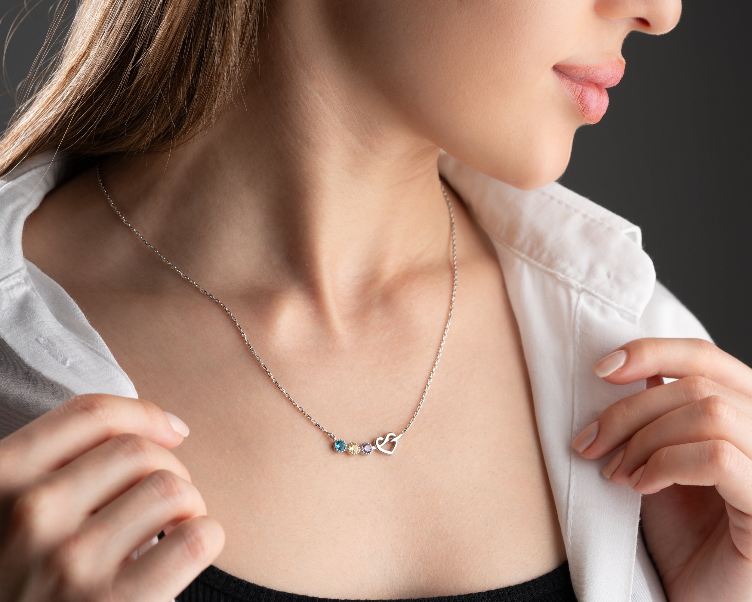 Custom Heart Knot Birthstone Necklace