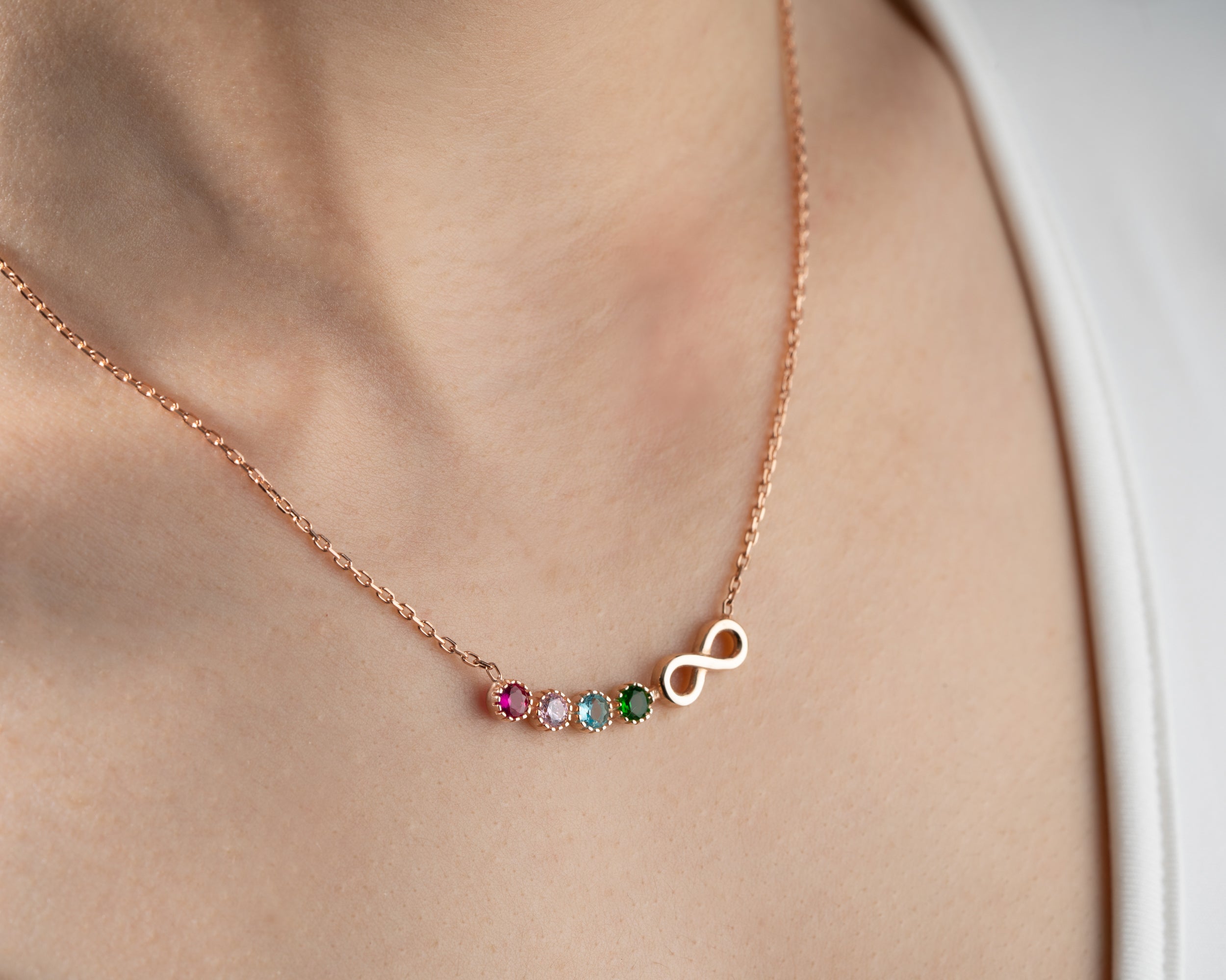 Custom Infinity Birthstone Family Necklace