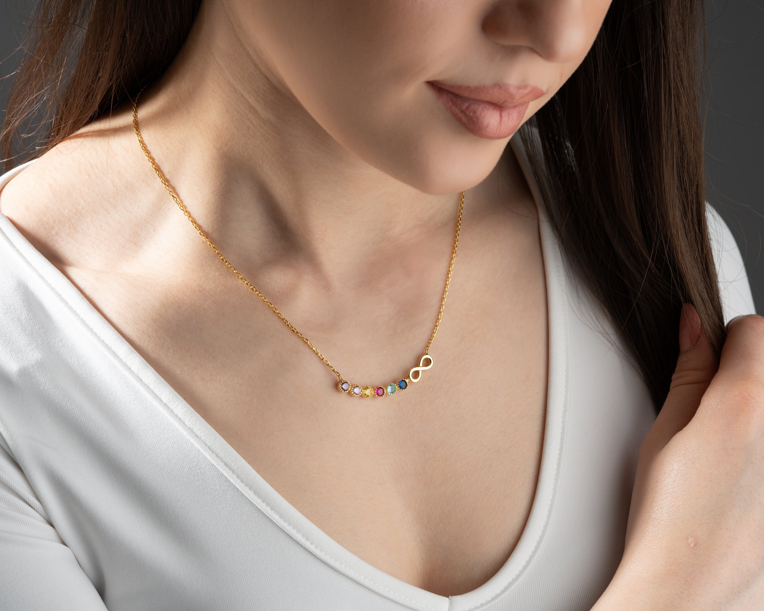 Custom Infinity Birthstone Family Necklace