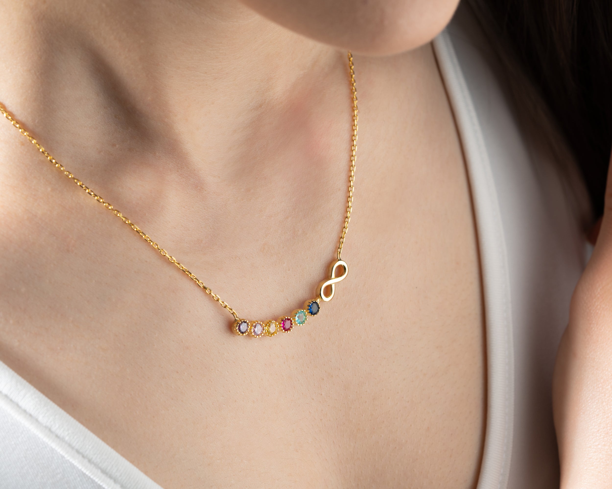 Custom Infinity Birthstone Family Necklace