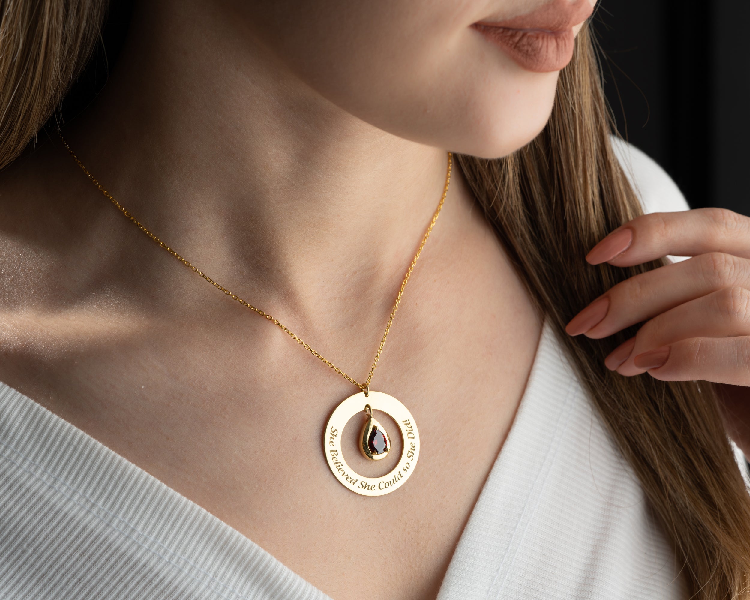 She Believed She Could Birthstone Necklace