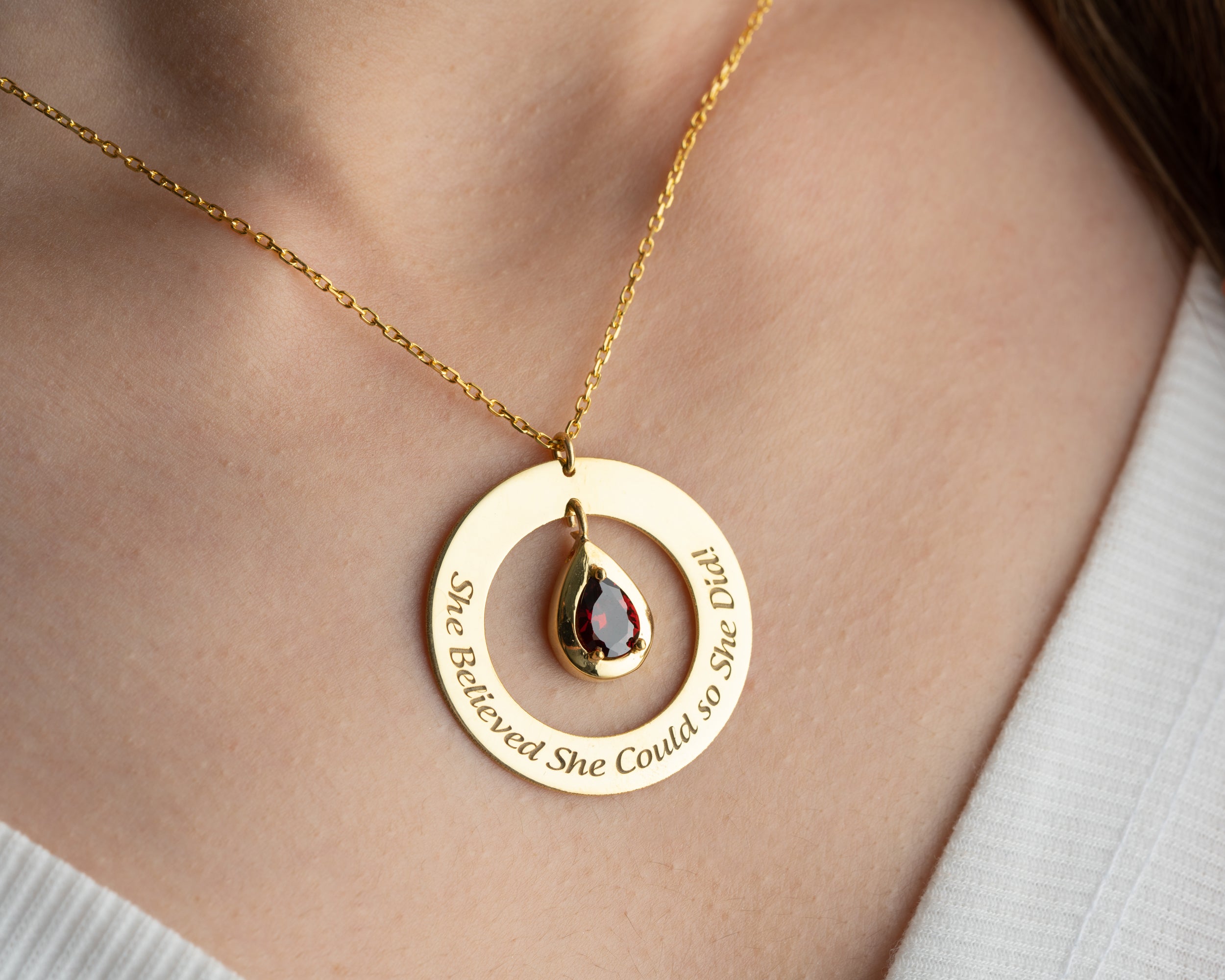 She Believed She Could Birthstone Necklace