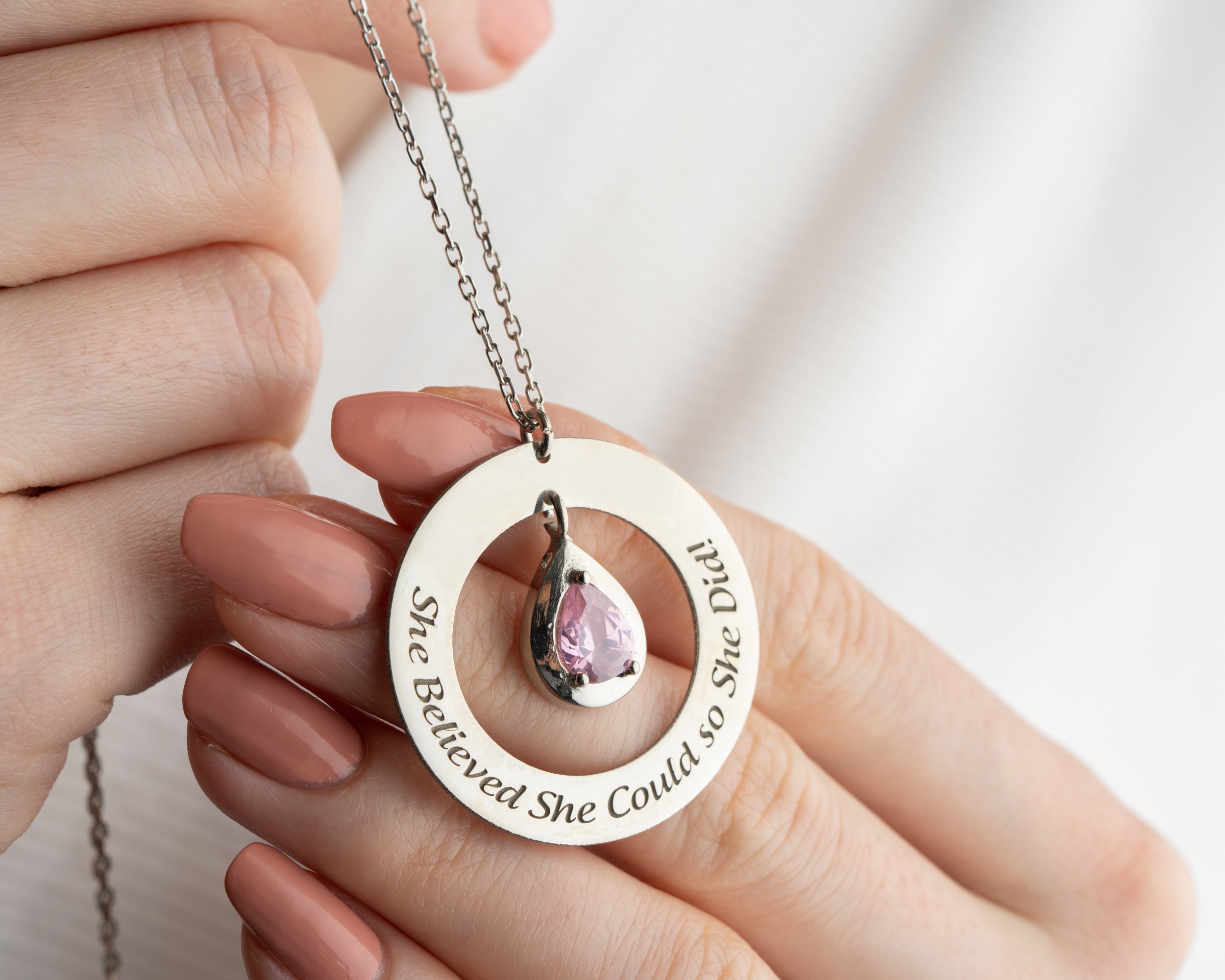 She Believed She Could Birthstone Necklace